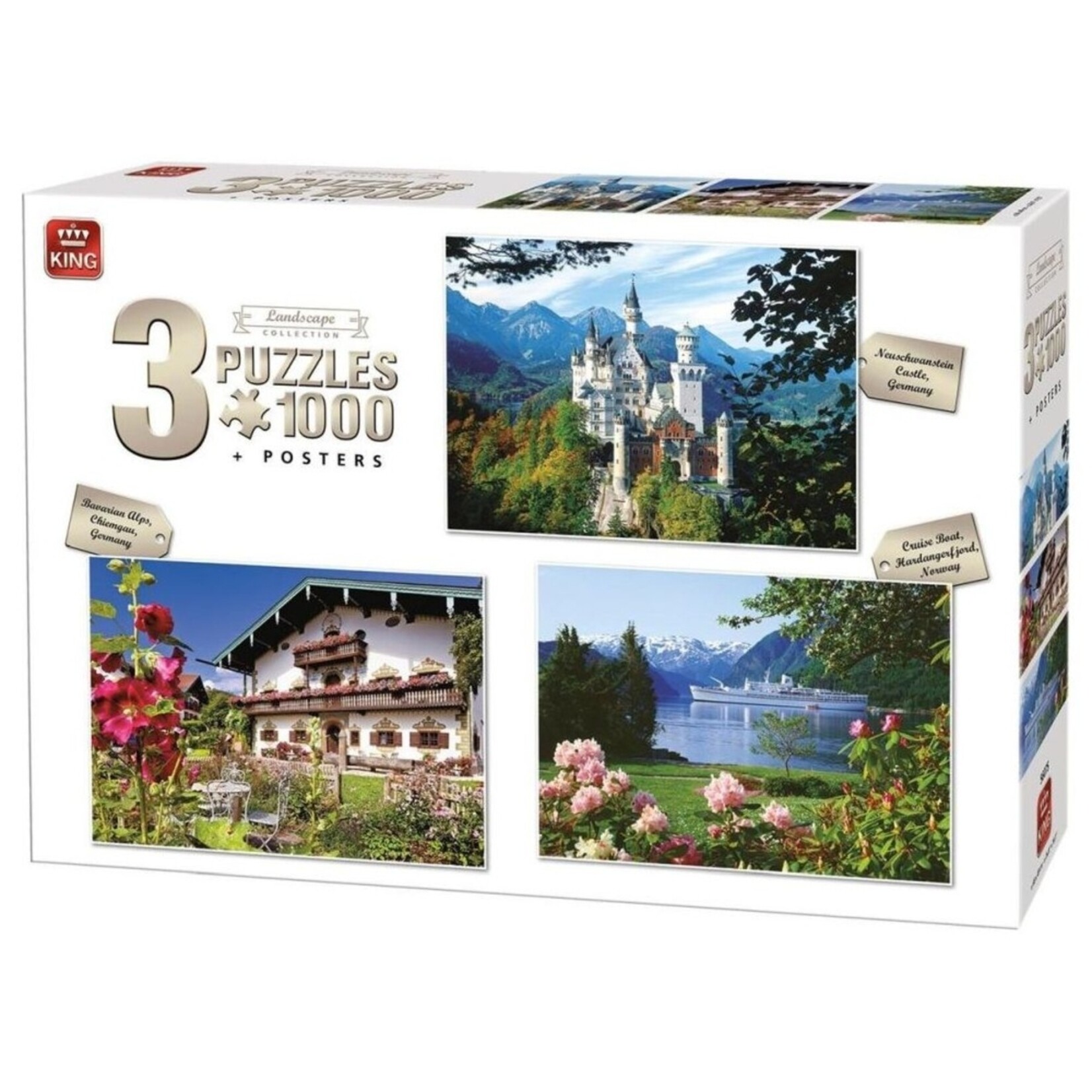King King Set van 3 Puzzels – 3 x 1000 stukjes – Classic, City & Landscape Collectie