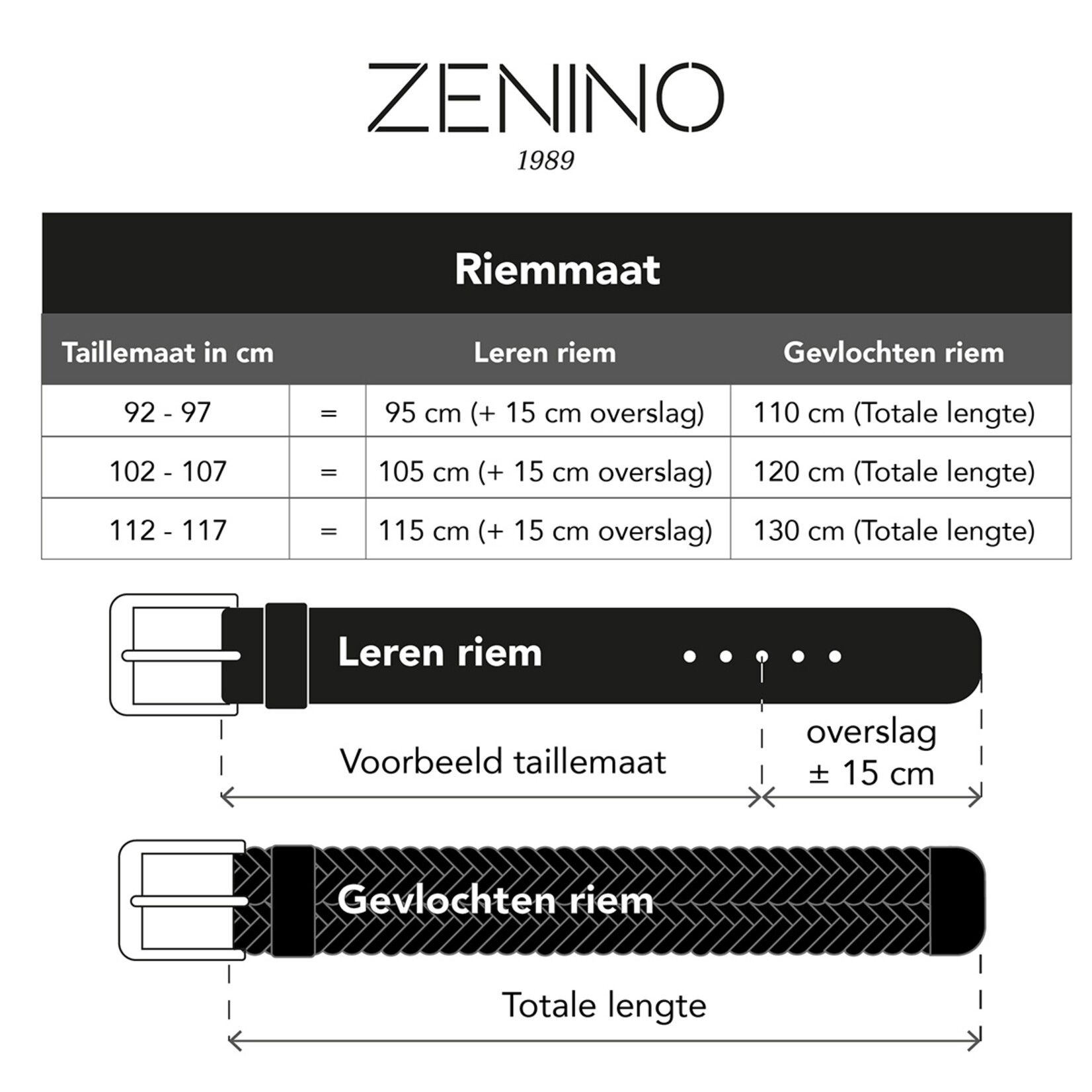 Zenino Zenino Colton Lederen Riem - Verstelbaar