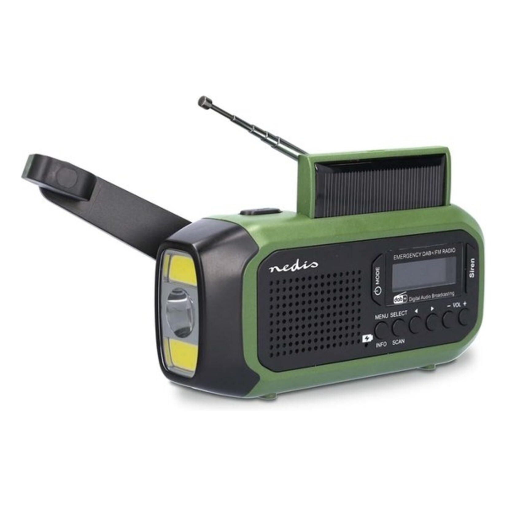 Nedis Nedis DAB+/FM Draagbare Noodradio – Zonnepaneel, USB-C en Handdynamo