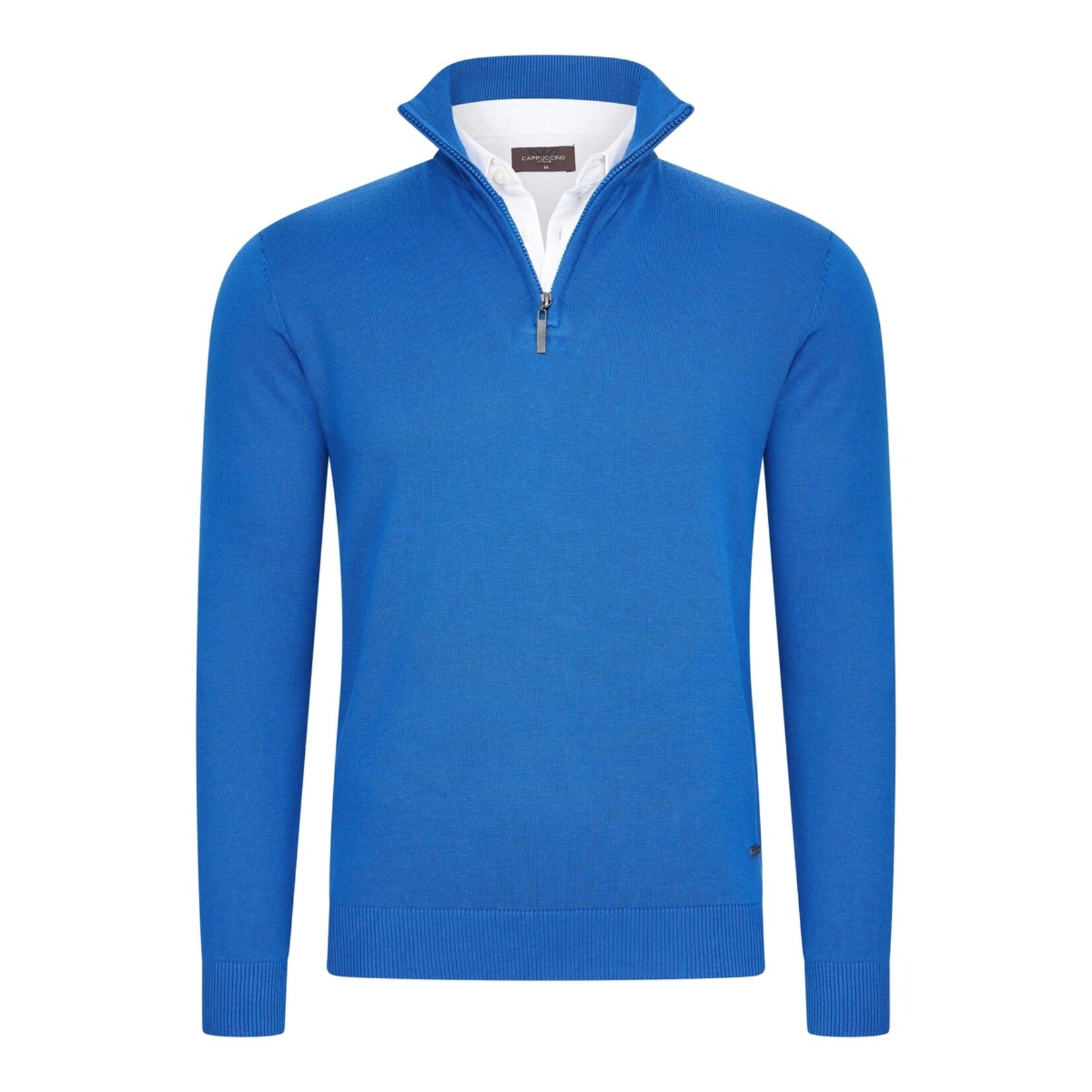 Cappuccino Cappuccino Como Mock Half Zip Schipperstrui met Overhemdkraag
