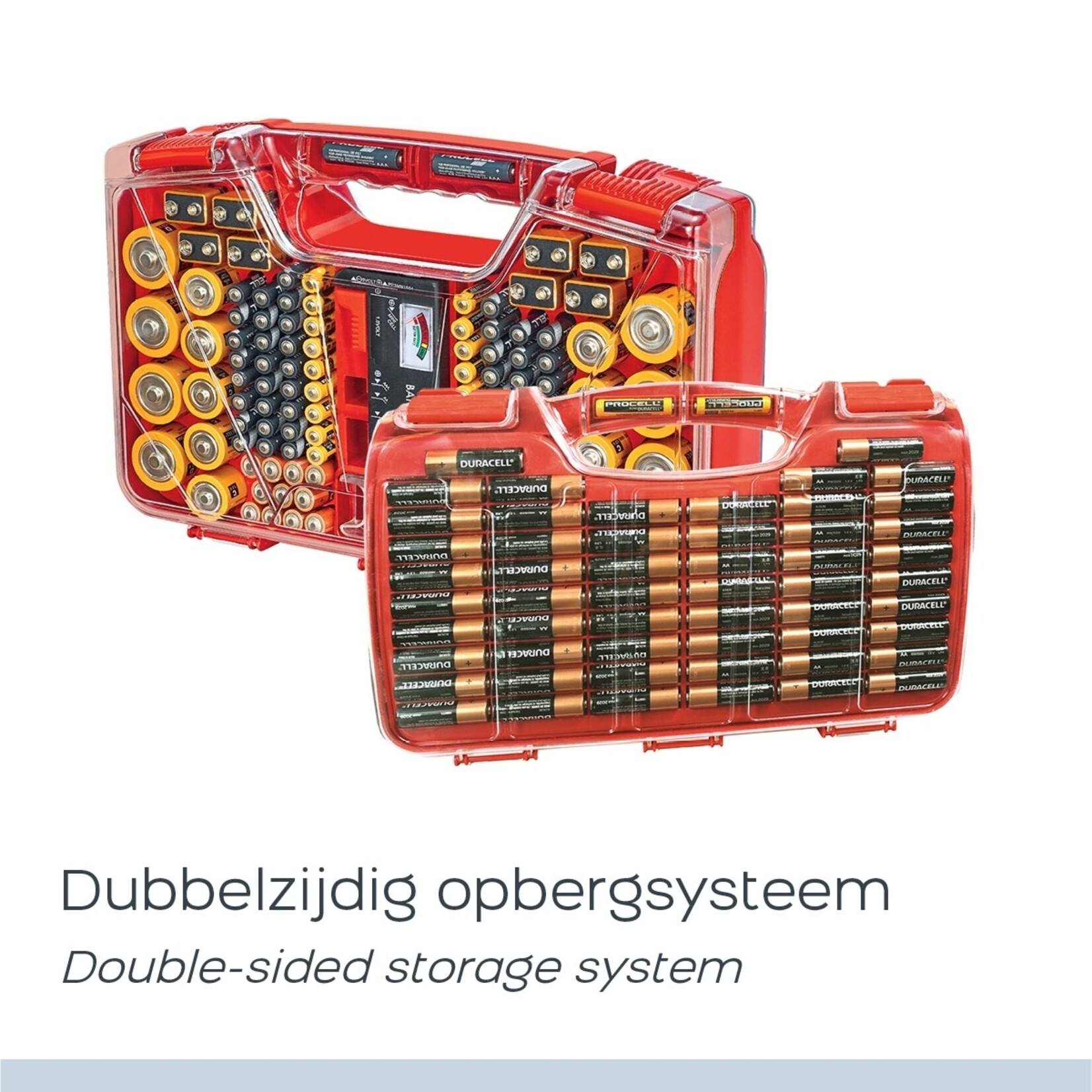 Orange Planet Battery Daddy Batterij-opbergbox met Tester