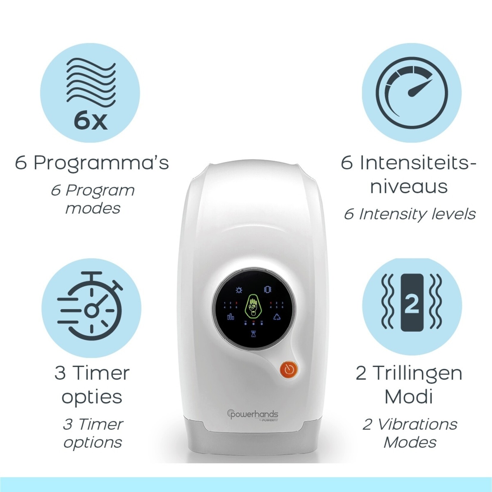 Orange Planet Powerhands PWH001 Hand Massager Massageapparaat - 6 Programma’s