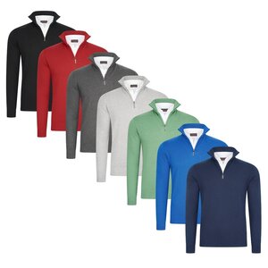 Cappuccino Cappuccino Como Mock Half Zip Schipperstrui met Overhemdkraag