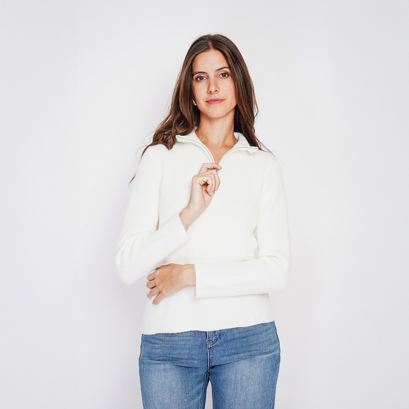 William de Faye William de Faye Half Zip Trui voor Dames - Ribgebreid - Hoge Kraag