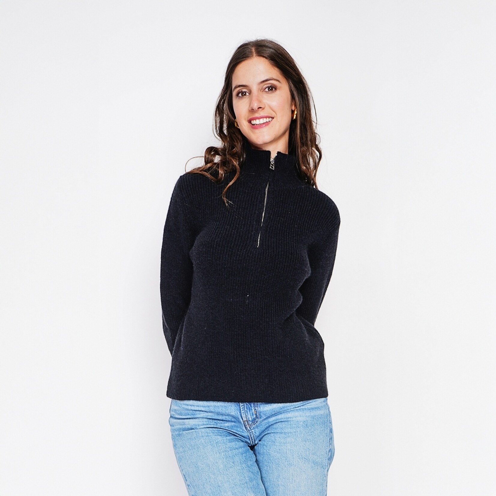 William de Faye William de Faye Half Zip Trui voor Dames - Ribgebreid - Hoge Kraag