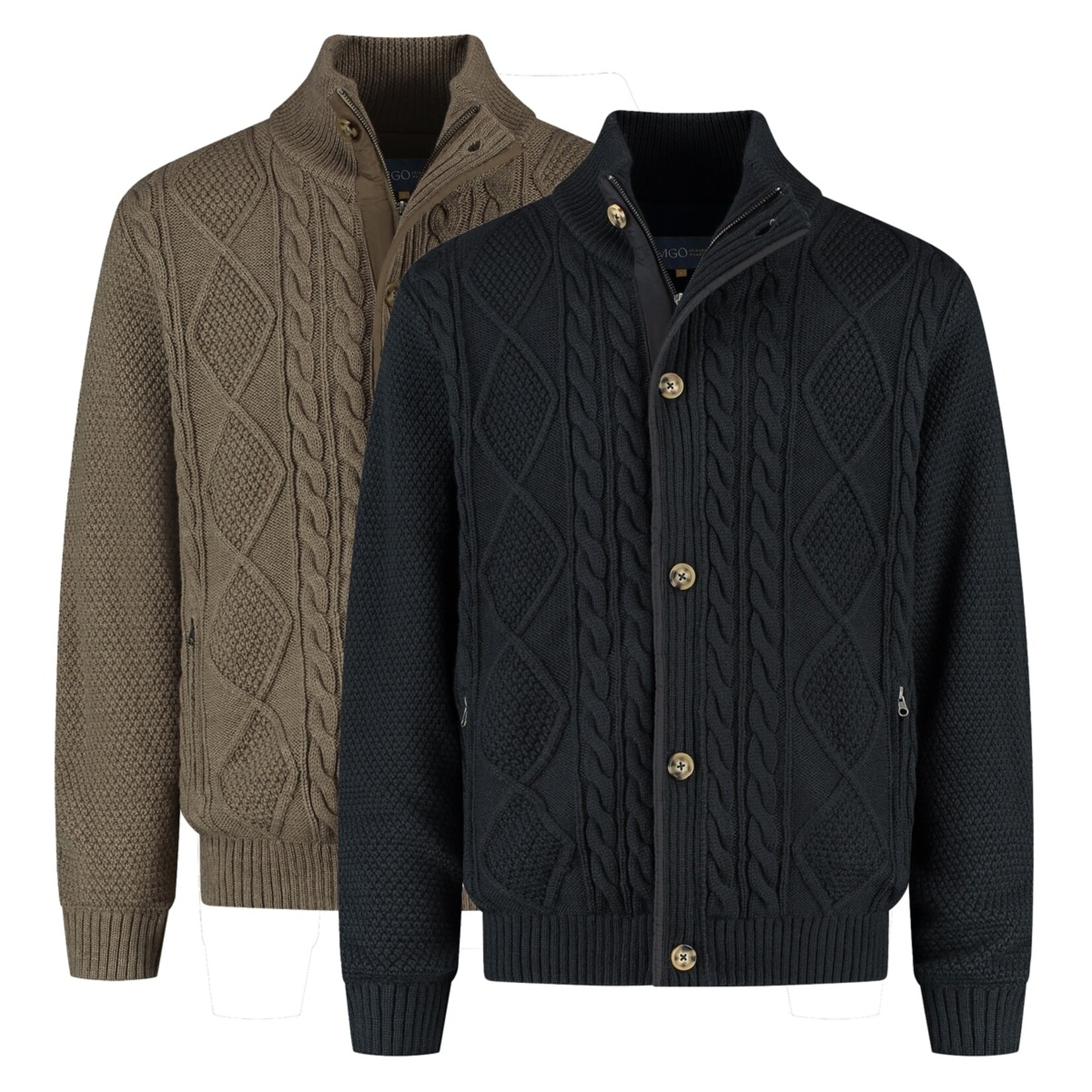 MGO Leisure Wear MGO Acton Vest voor Heren - Grof Gebreid met Rits en Knopen