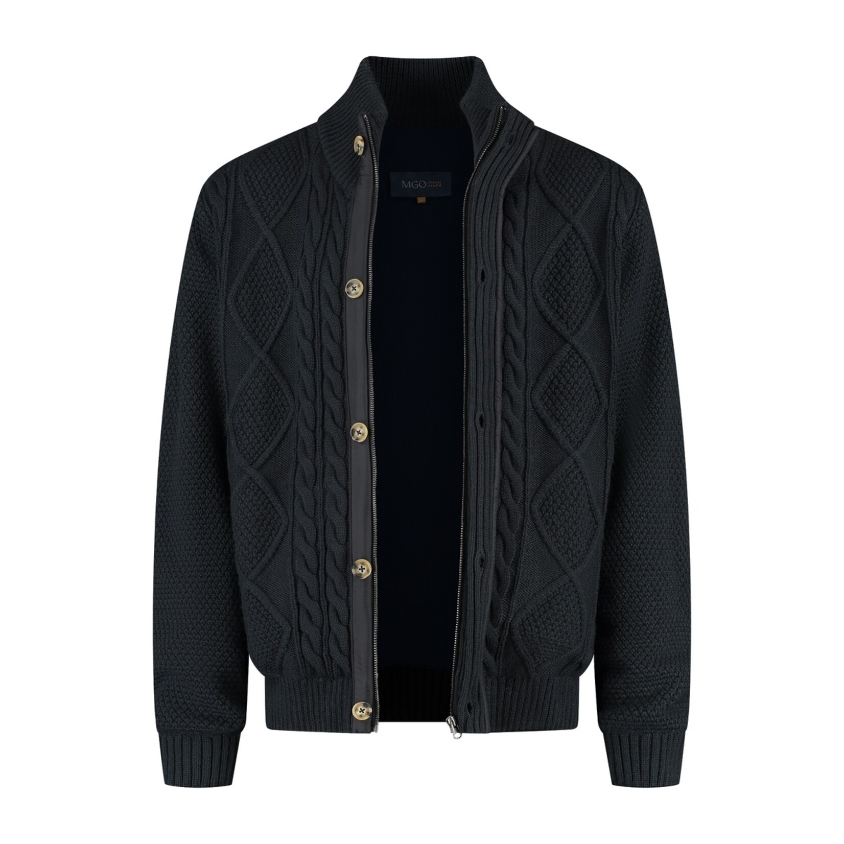 MGO Leisure Wear MGO Acton Vest voor Heren - Grof Gebreid met Rits en Knopen