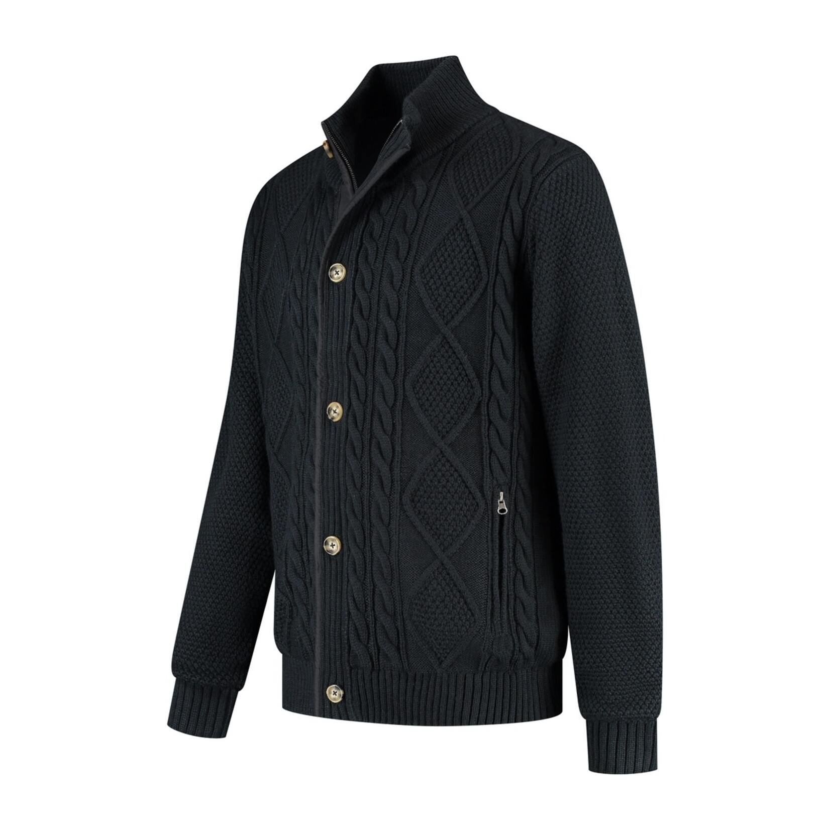 MGO Leisure Wear MGO Acton Vest voor Heren - Grof Gebreid met Rits en Knopen