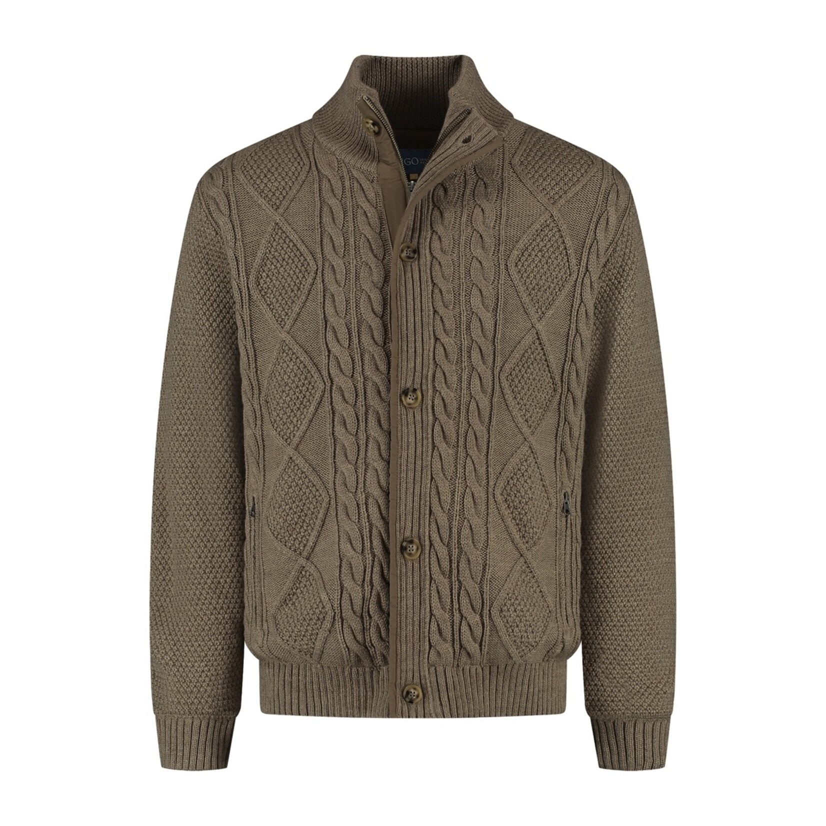 MGO Leisure Wear MGO Acton Vest voor Heren - Grof Gebreid met Rits en Knopen