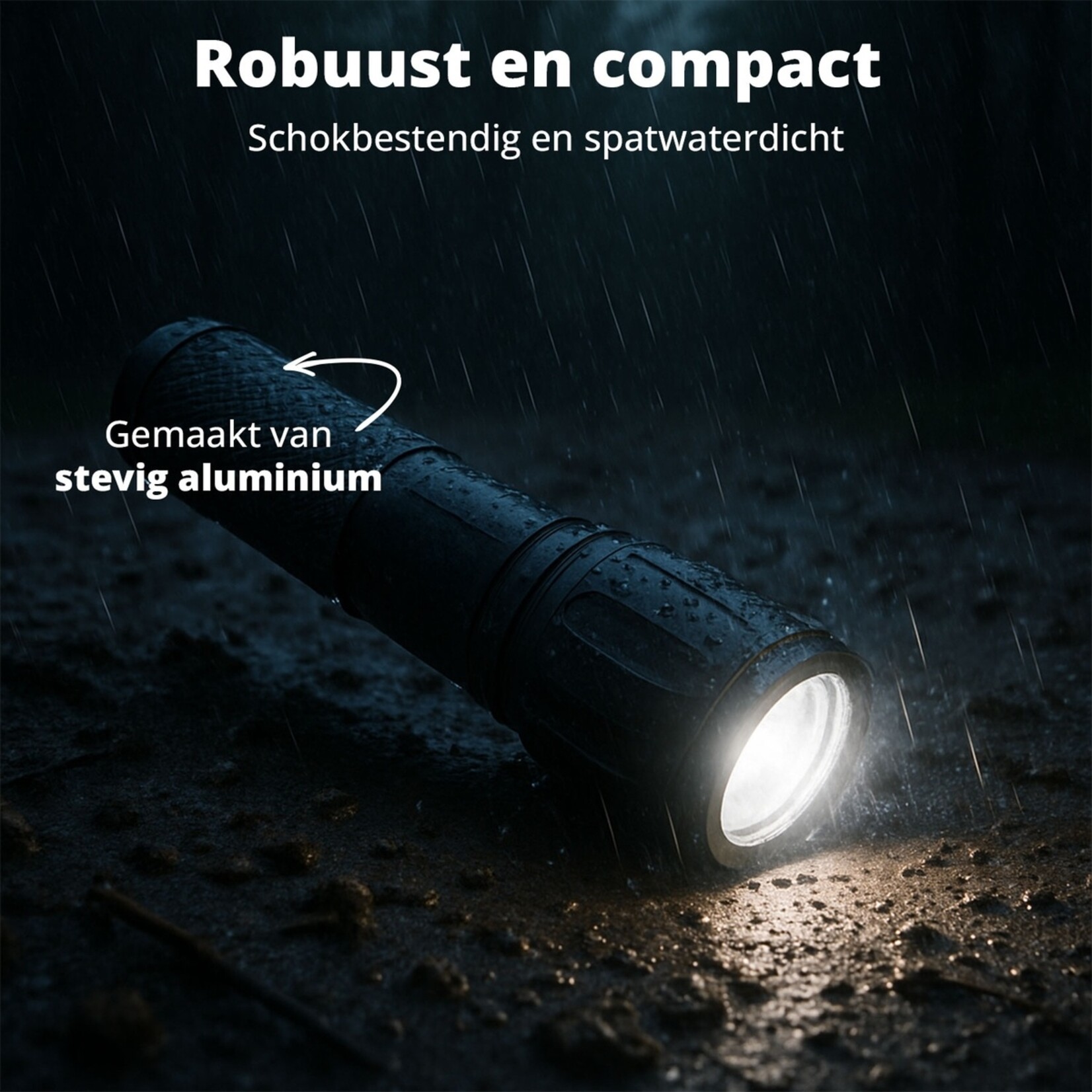 FlinQ Militaire Zaklamp - LED Zaklantaarn met 2000 Lumen - 1000 Meter - 1 + 1 Gratis