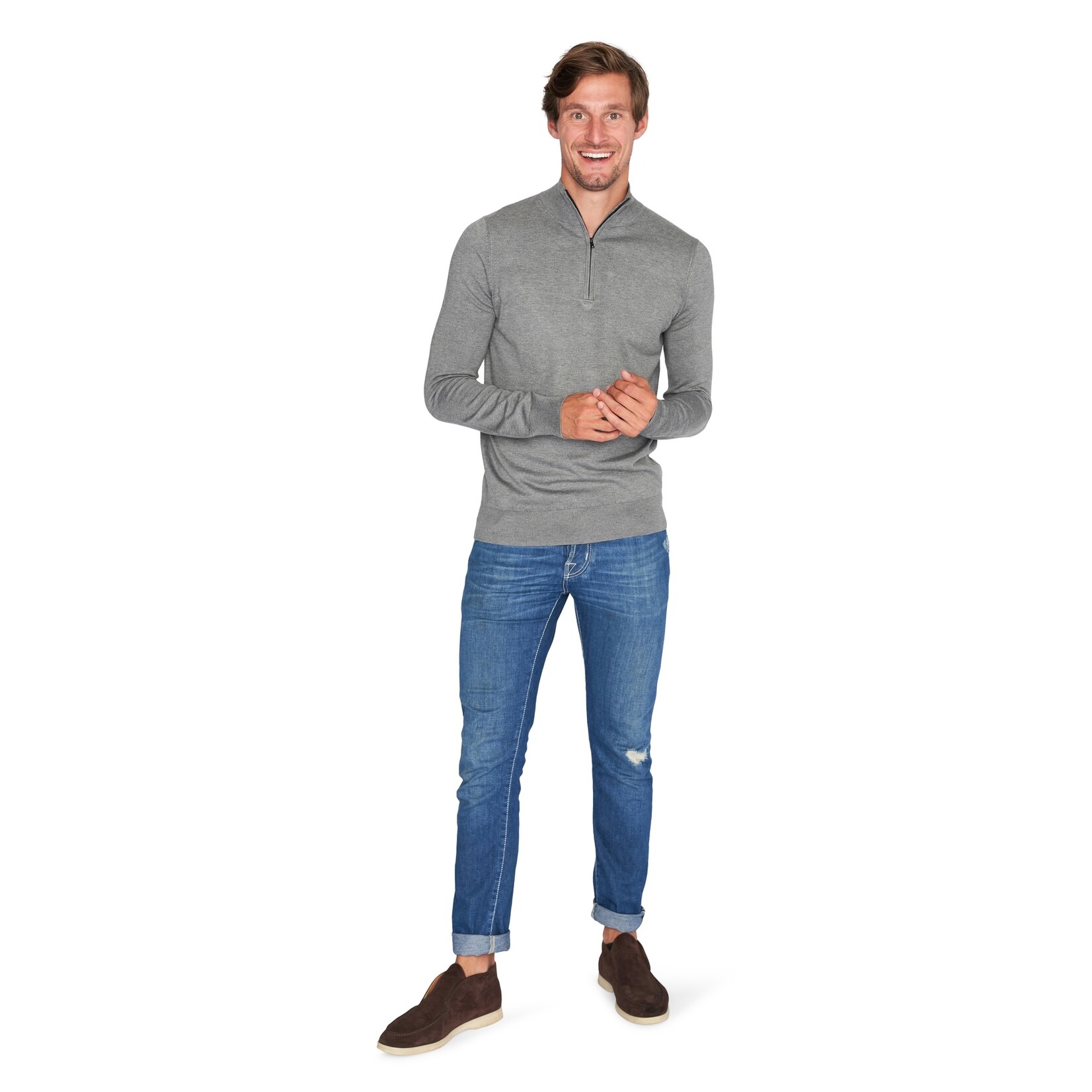 Mario Russo Mario Russo Half Zip Trui met Rits - Schipperstrui