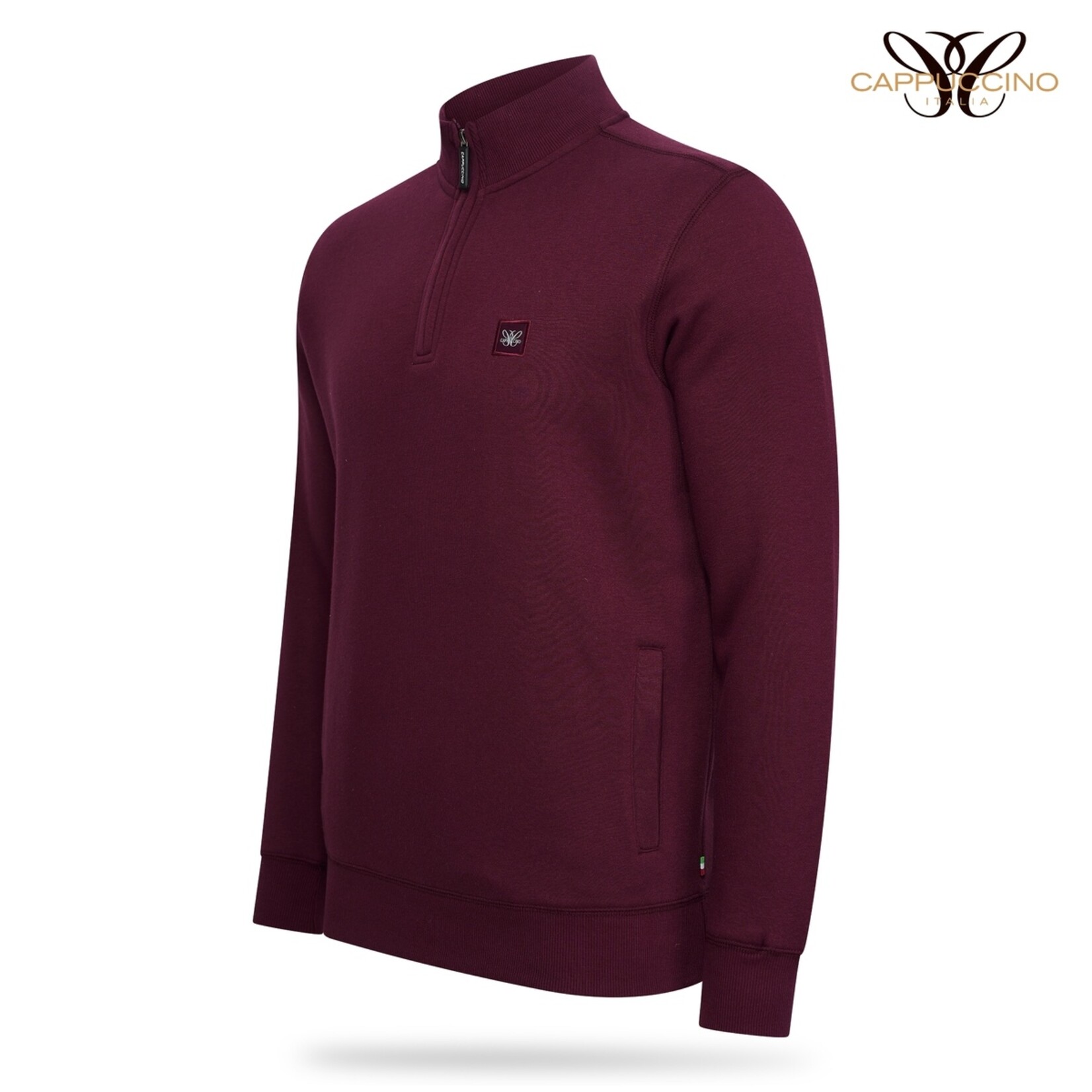 Cappuccino Cappuccino Florence Half-Zip Trui met Hoge Kraag