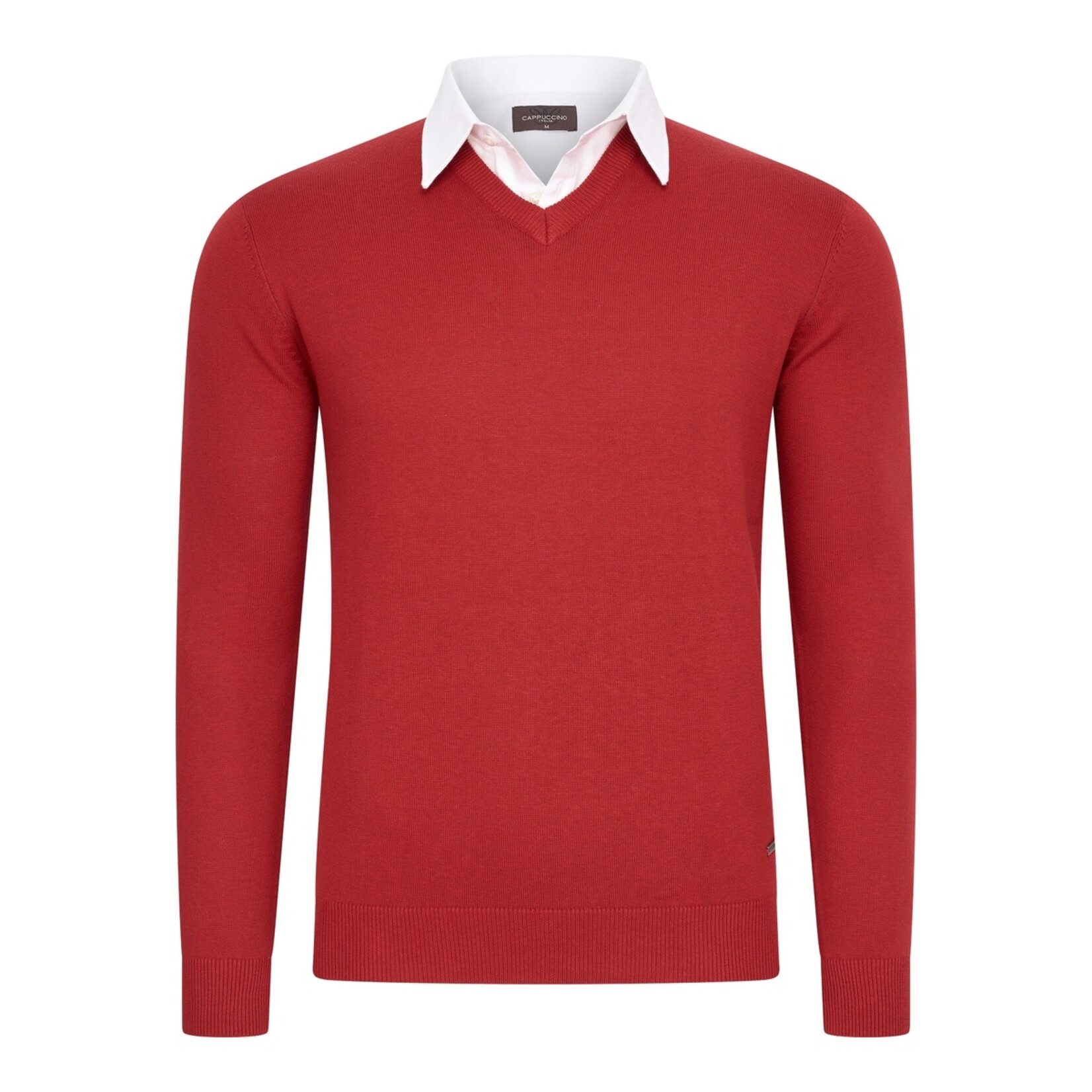 Cappuccino Cappuccino Ravenna Mock V-Neck Trui met Overhemdkraag