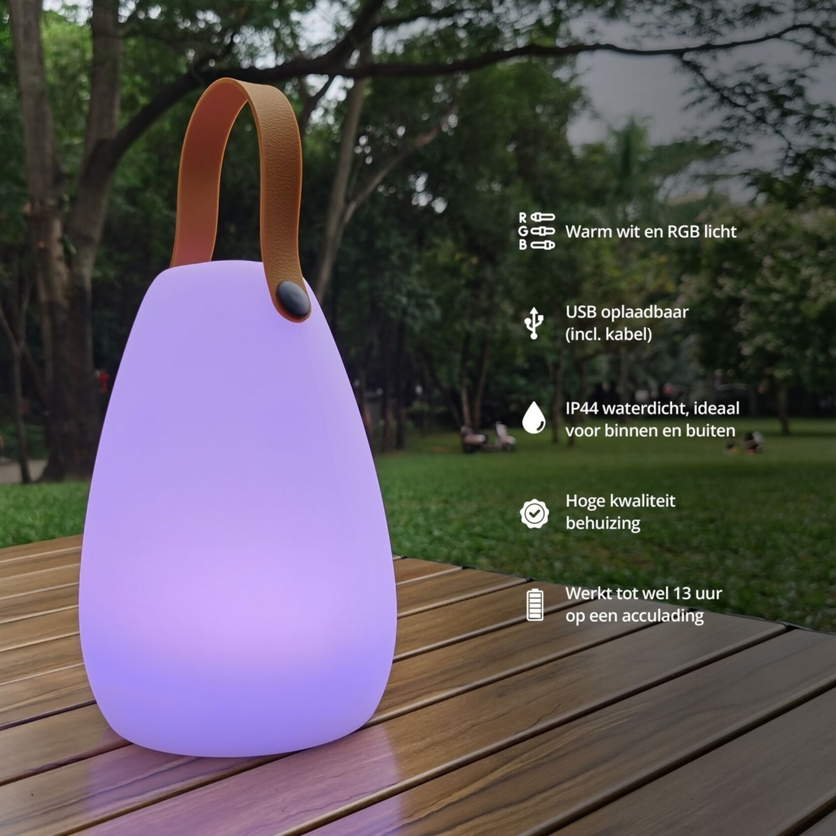 FlinQ FlinQ Fiji Oplaadbare Tafellamp voor Binnen en Buiten - Gekleurd en Wit LED