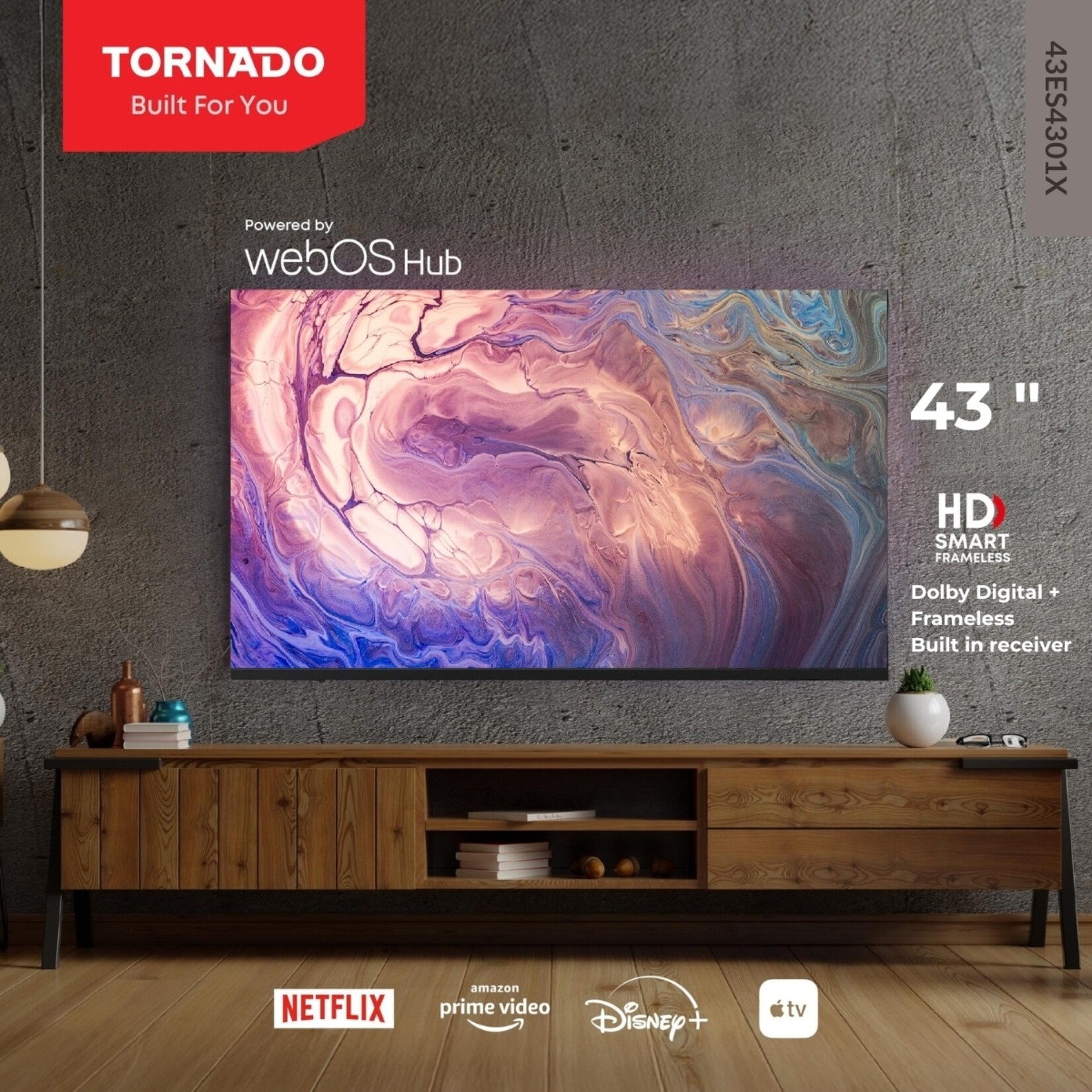 Tornado Tornado Smart TV 43” – Slimme Televisie – Frameloos – 4K Ultra HD