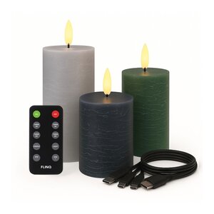 FlinQ LED Kaarsen Set van 3 – Oplaadbaar met Timer en Flikkerstand