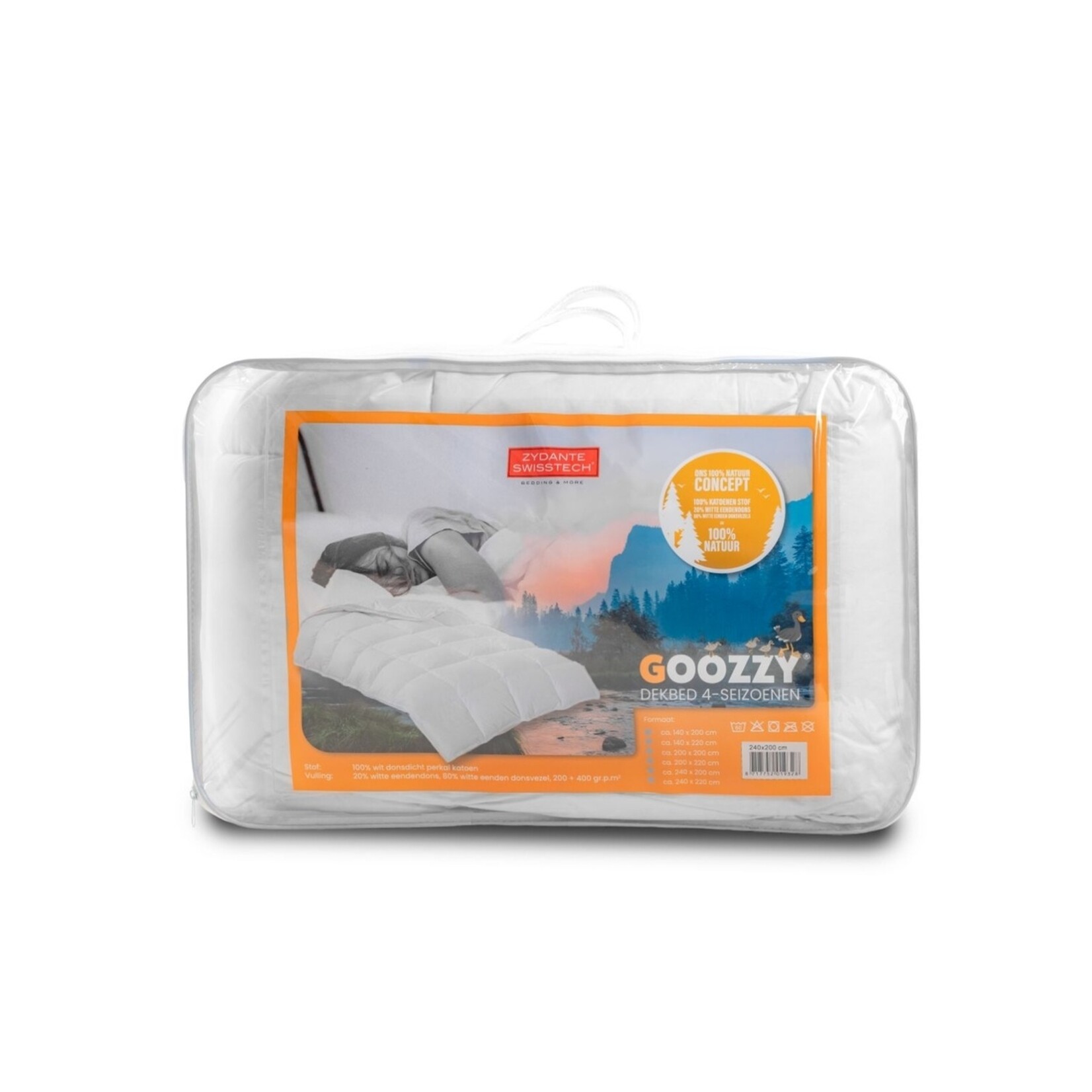Zydante Swisstech Goozzy 4-Seizoenendekbed met 100% Eendendons - Warmteklasse 1,3 en 4