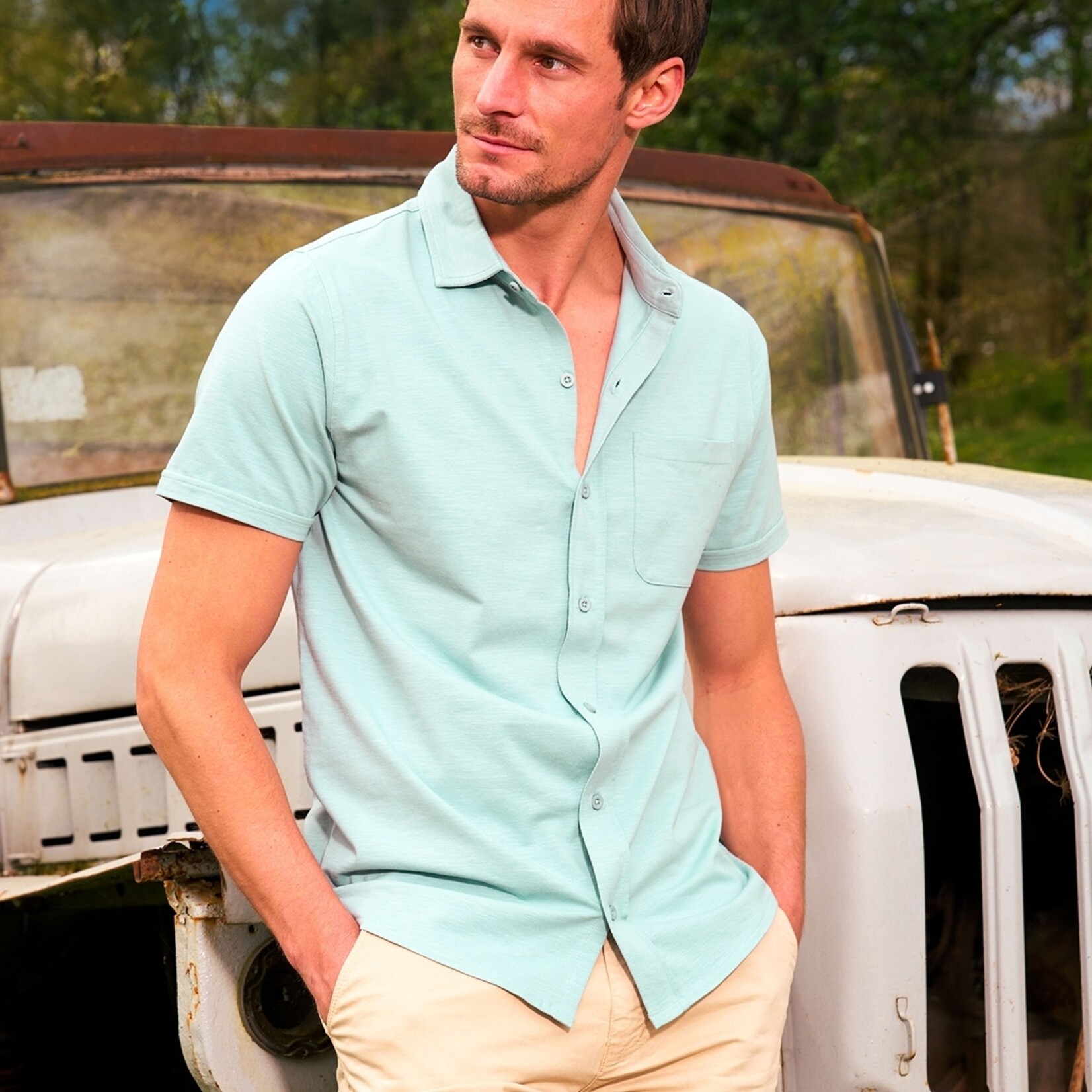 Mario Russo Mario Russo Jersey Shirt voor Heren - Met Borstzak