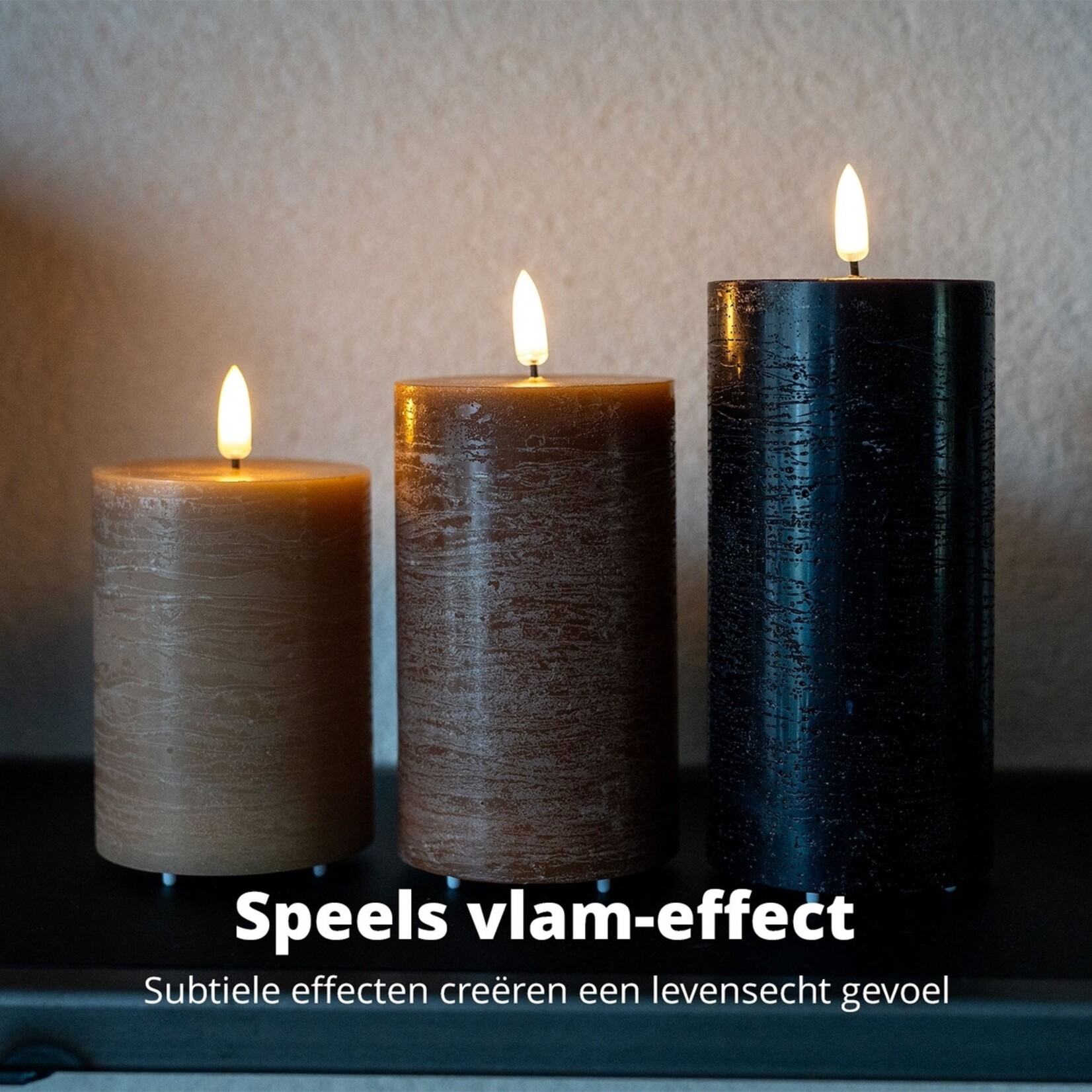 FlinQ LED Kaarsen Set van 3 – Oplaadbaar met Timer en Flikkerstand
