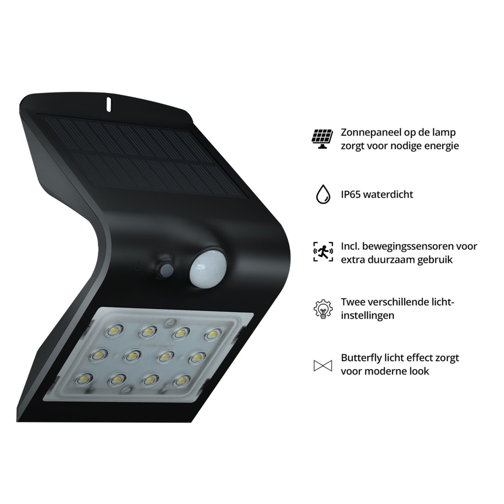 FlinQ Geisha Solar Buitenlamp - Wandlamp met Bewegingssensor