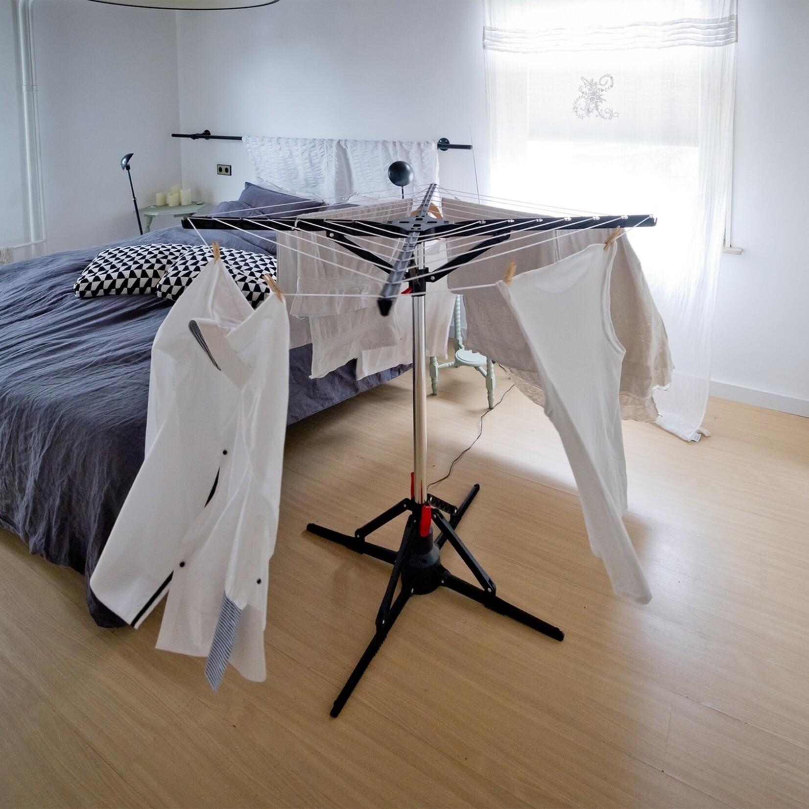 Nexxt Nexxt Elektrisch Roterende Droogmolen – Droogrek met 17 Meter Waslijn