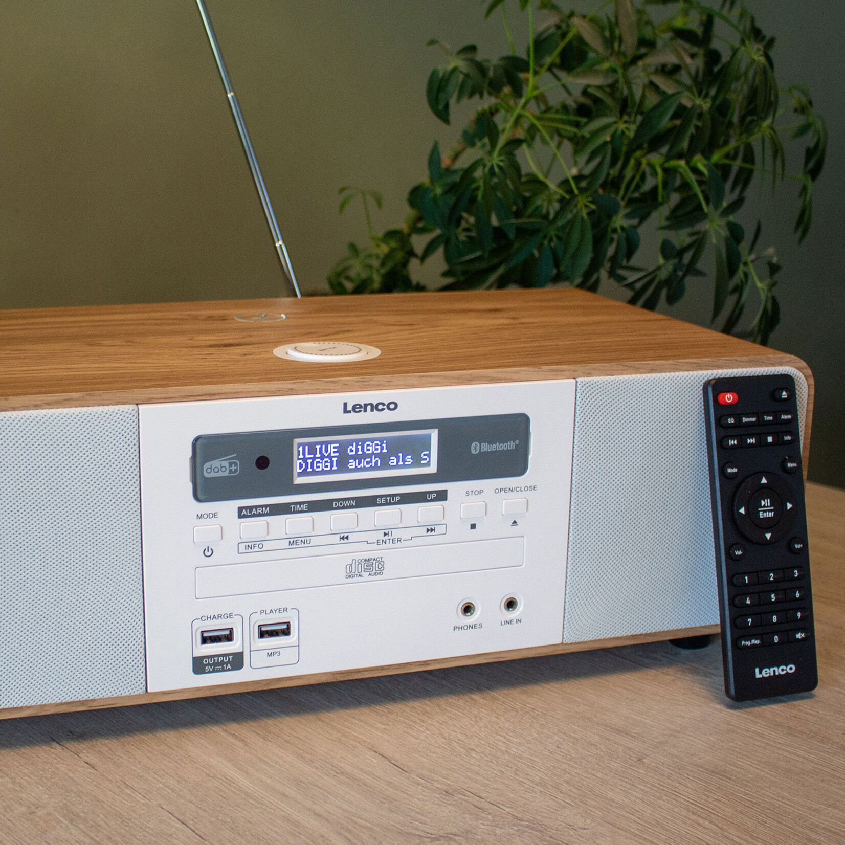 Lenco Lenco DAR-251WDWH Alles-in-één Muzieksysteem met DAB+, FM, CD, Bluetooth en USB