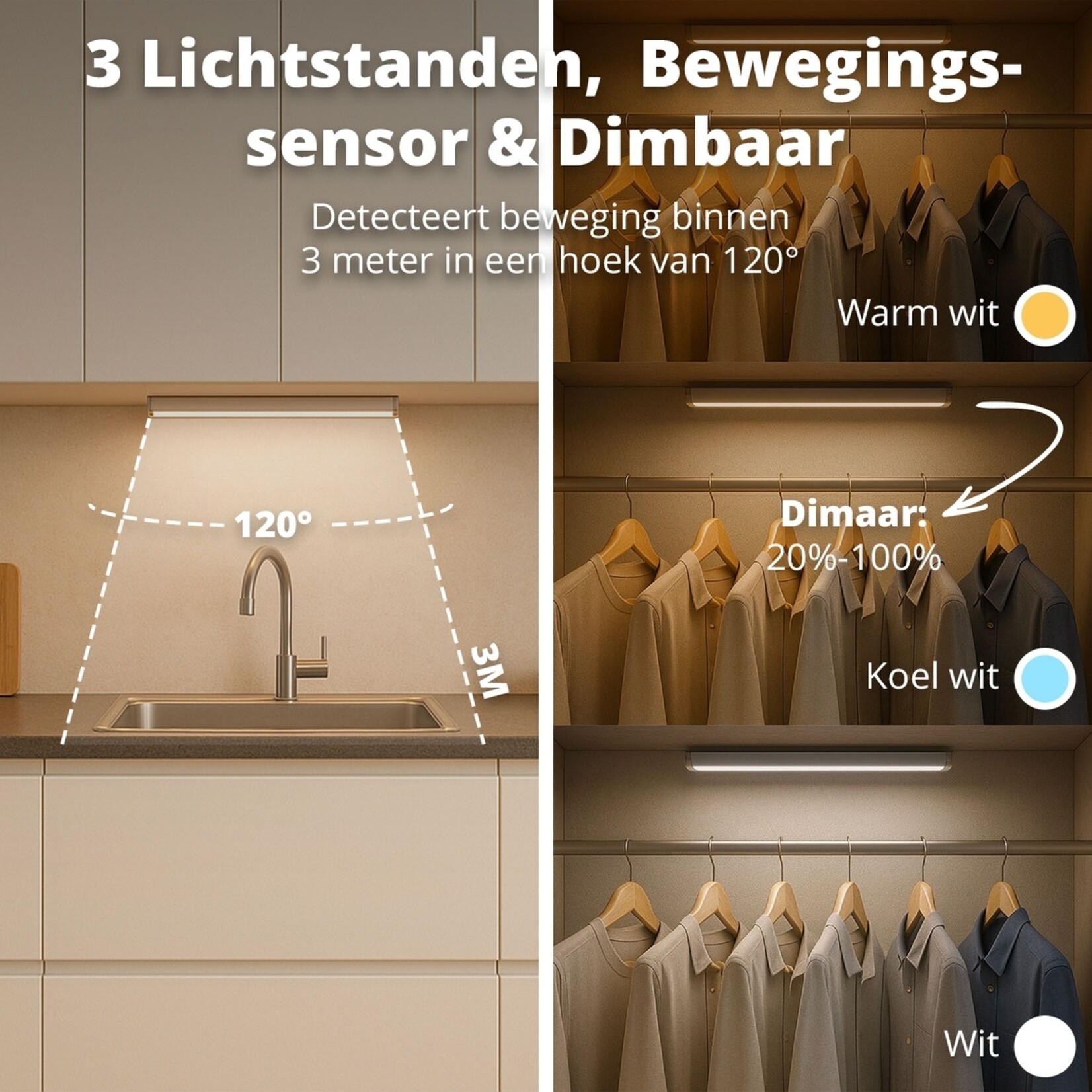 FlinQ FlinQ MagniGlow Draadloze Sensorlamp - Set van 2 Stuks