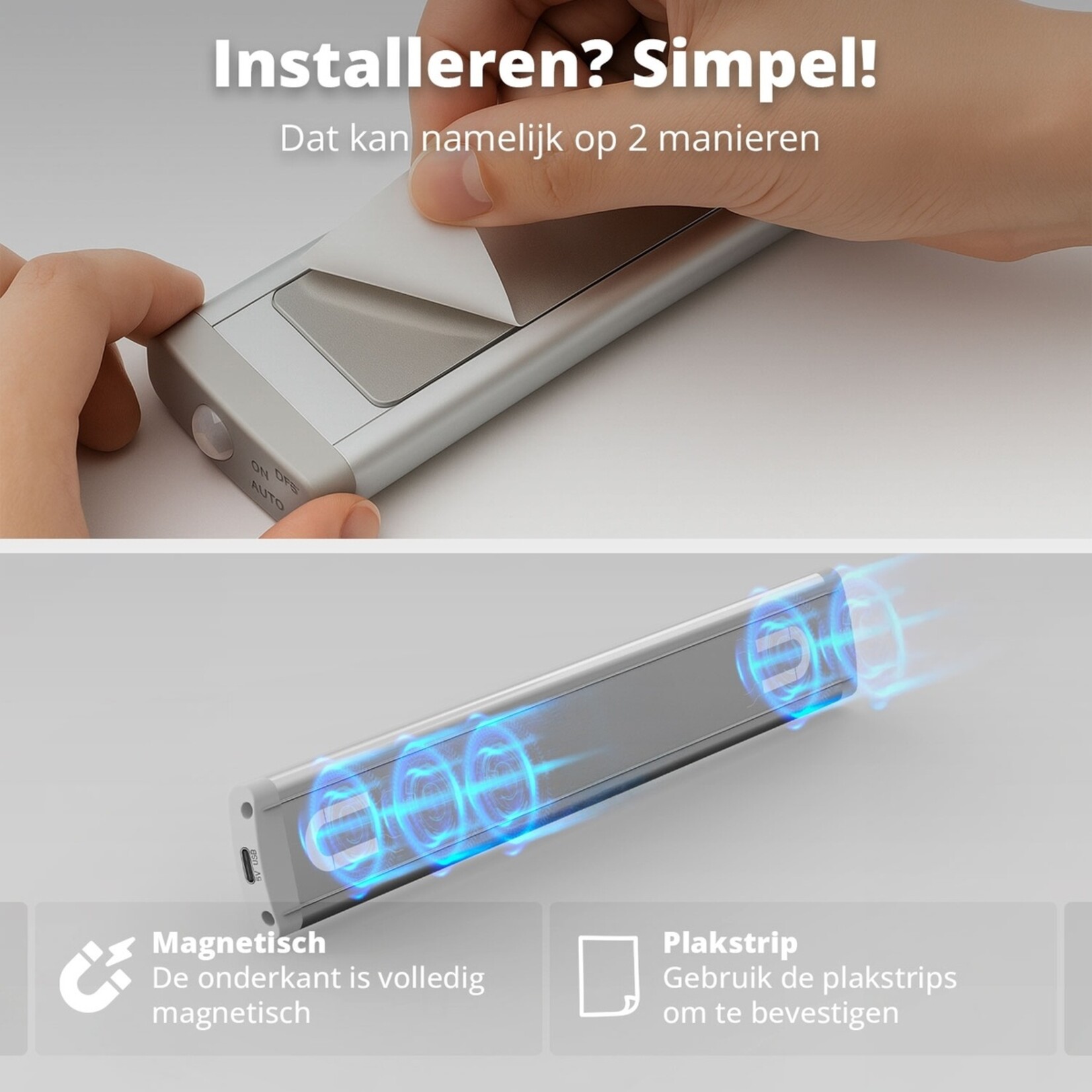 FlinQ FlinQ MagniGlow Draadloze Sensorlamp - Set van 2 Stuks