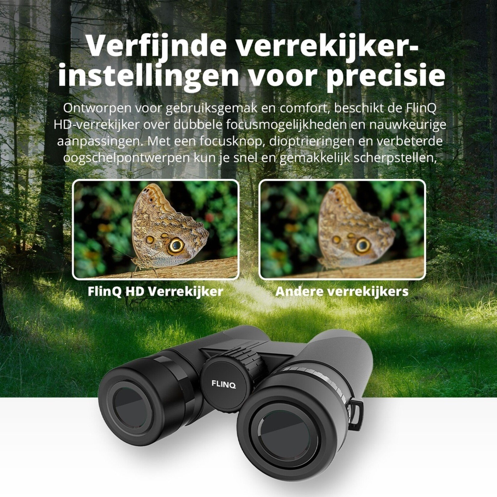 FlinQ FlinQ Binocular HD Verrekijker met Opbergtas en 42mm Groothoeklens