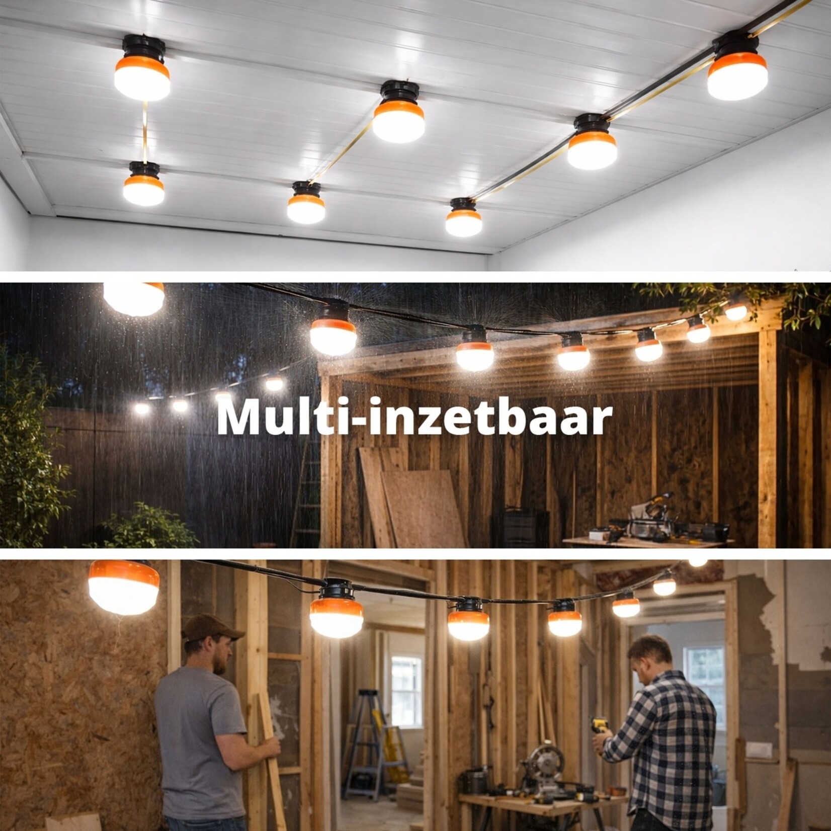 FlinQ FlinQ Construction Work Light Werklampslinger – 1100 Lumen per Lamp – 21 Meter