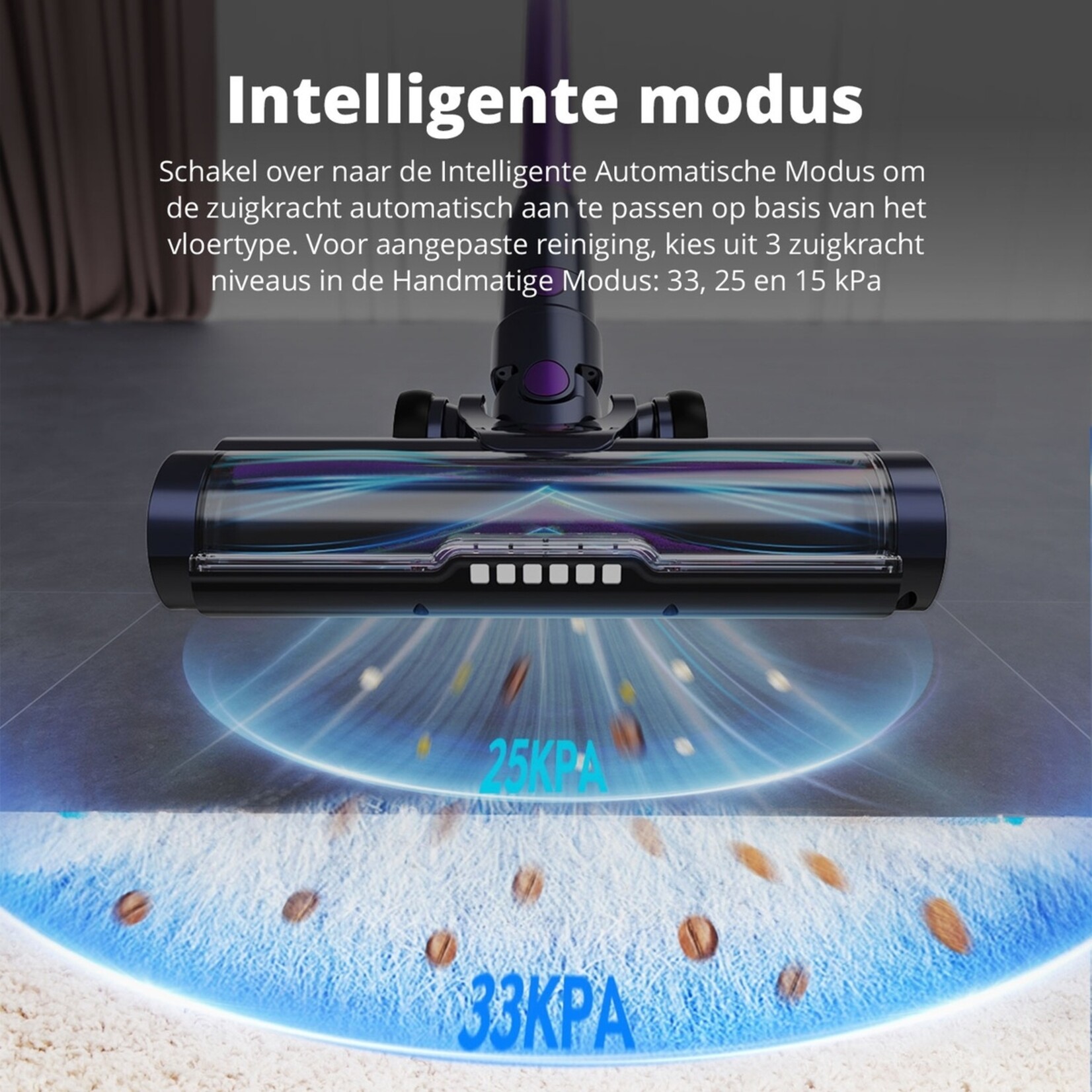 FlinQ FlinQ V12 Draadloze Steelstofzuiger met HEPA-filter – Kruimelzuiger en Opzetstukken