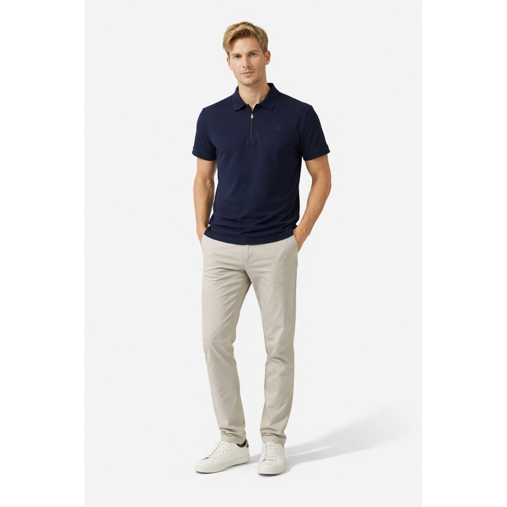 Mario Russo Mario Russo Lorenzo Zipped Polo Shirt - 100% Katoen