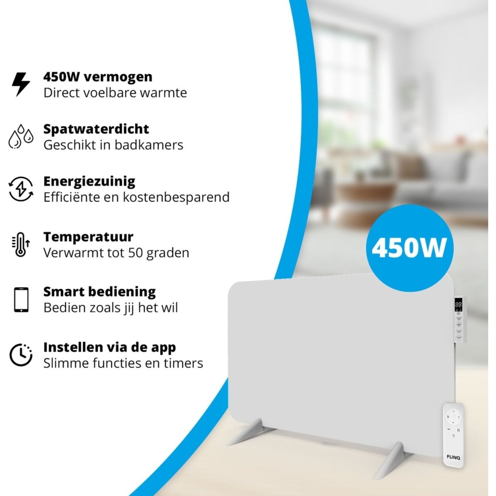 FlinQ FlinQ Slimme Paneelverwarming met Infrarood - Elektrische Kachel met App