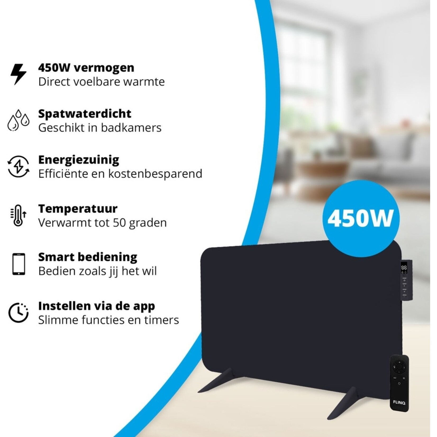 FlinQ FlinQ Slimme Paneelverwarming met Infrarood - Elektrische Kachel met App