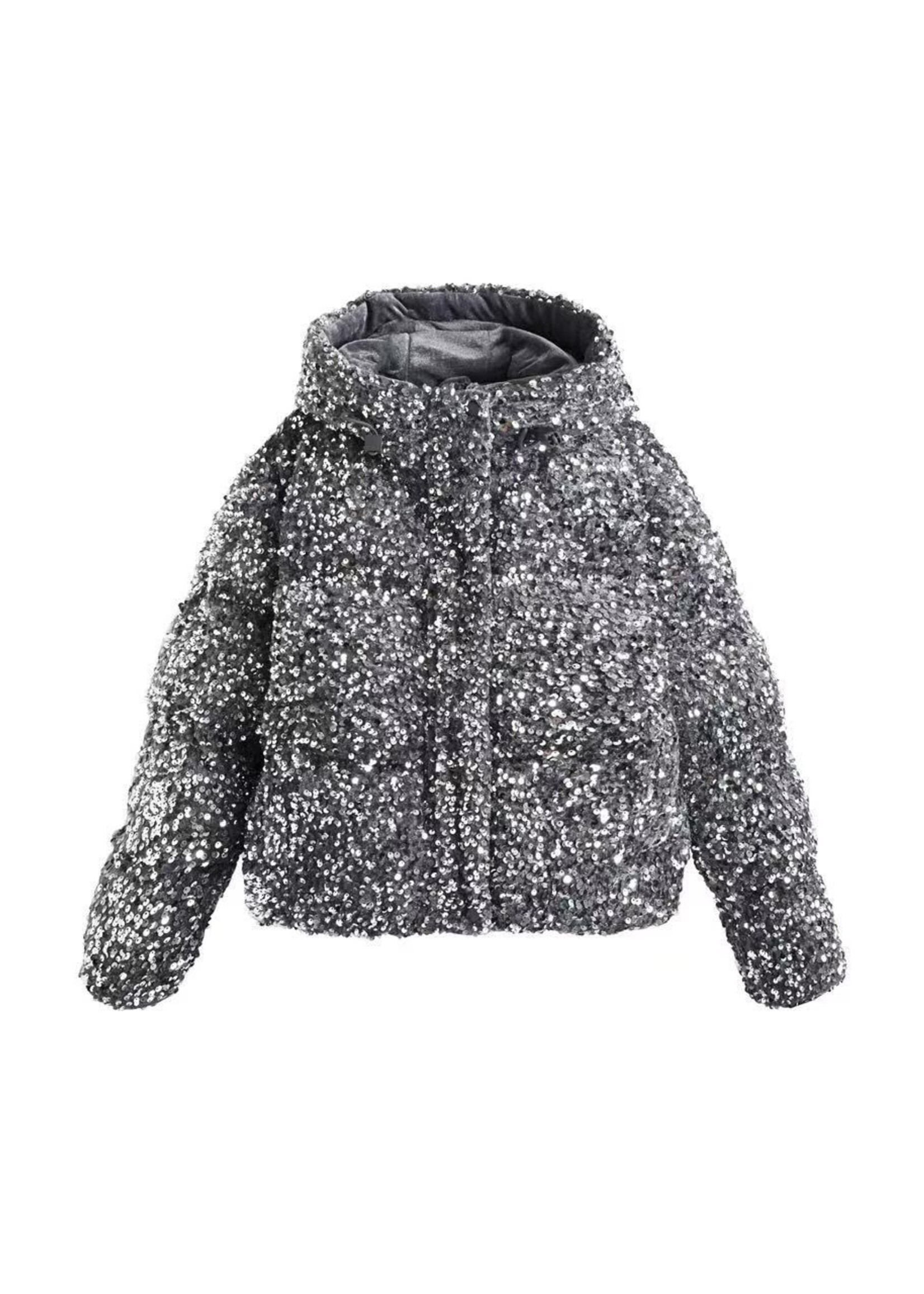 AllShine Pailletten Winterjack Grey/Silver