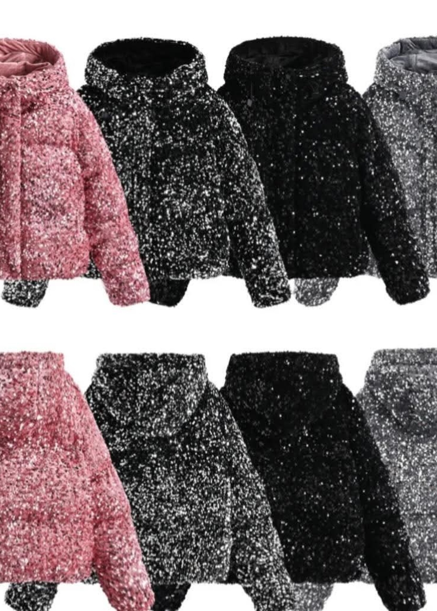 AllShine Pailletten Winterjack Grey/Silver