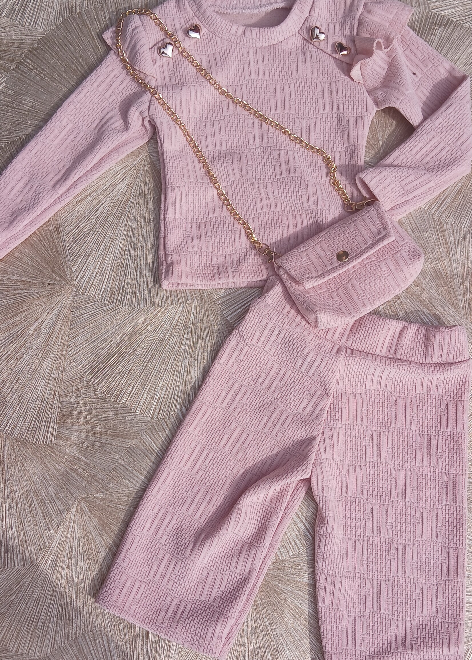 Little Button Hearts Comfy Set Pink