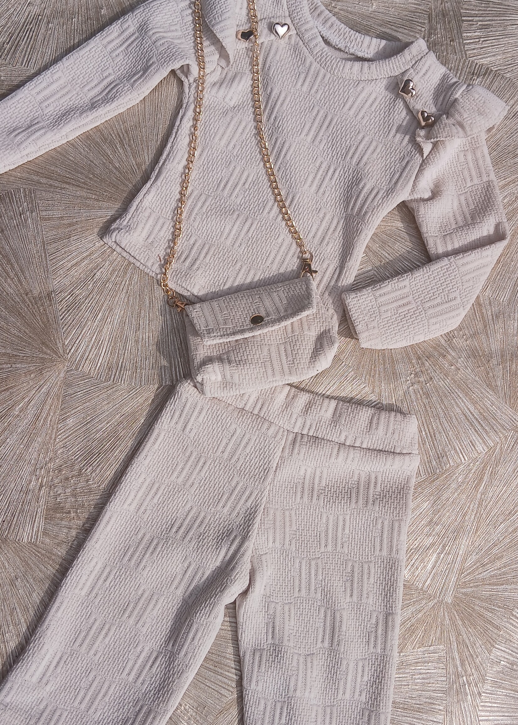 Little Button  Hearts Comfy Set Beige