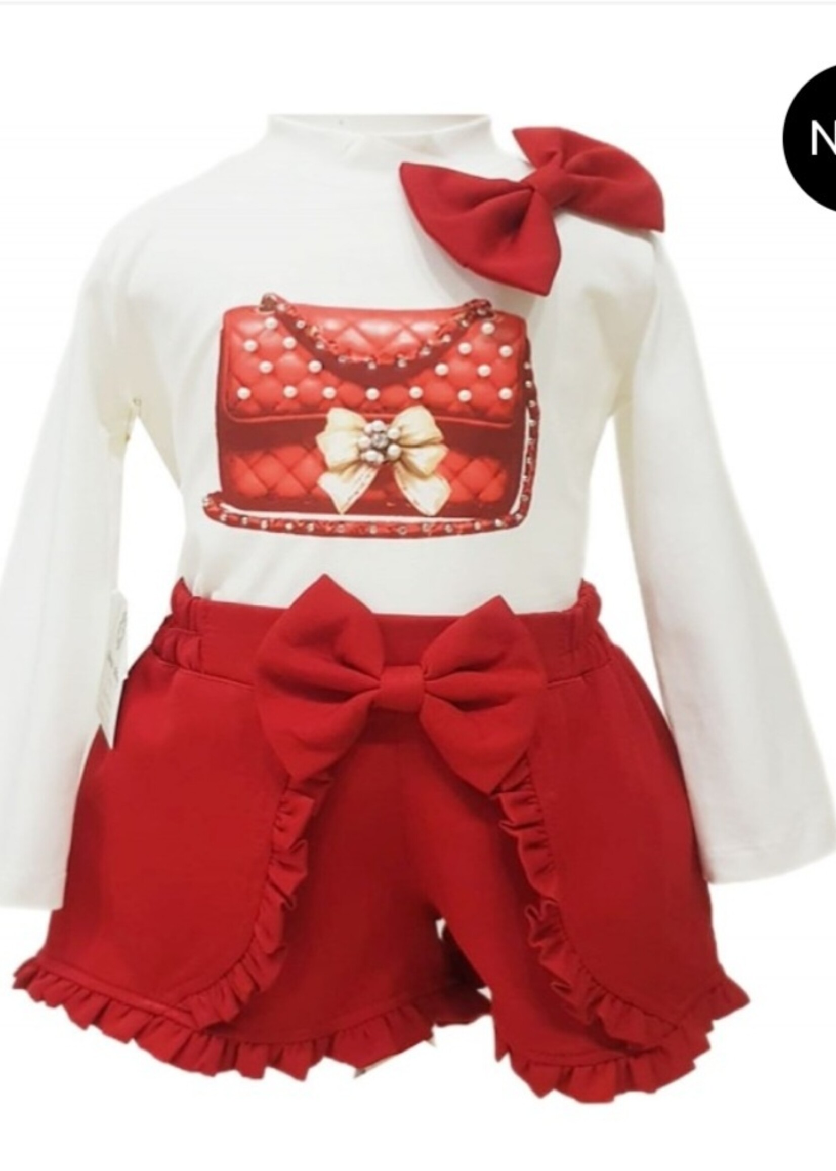 Luxury Handbag Bow Set Red