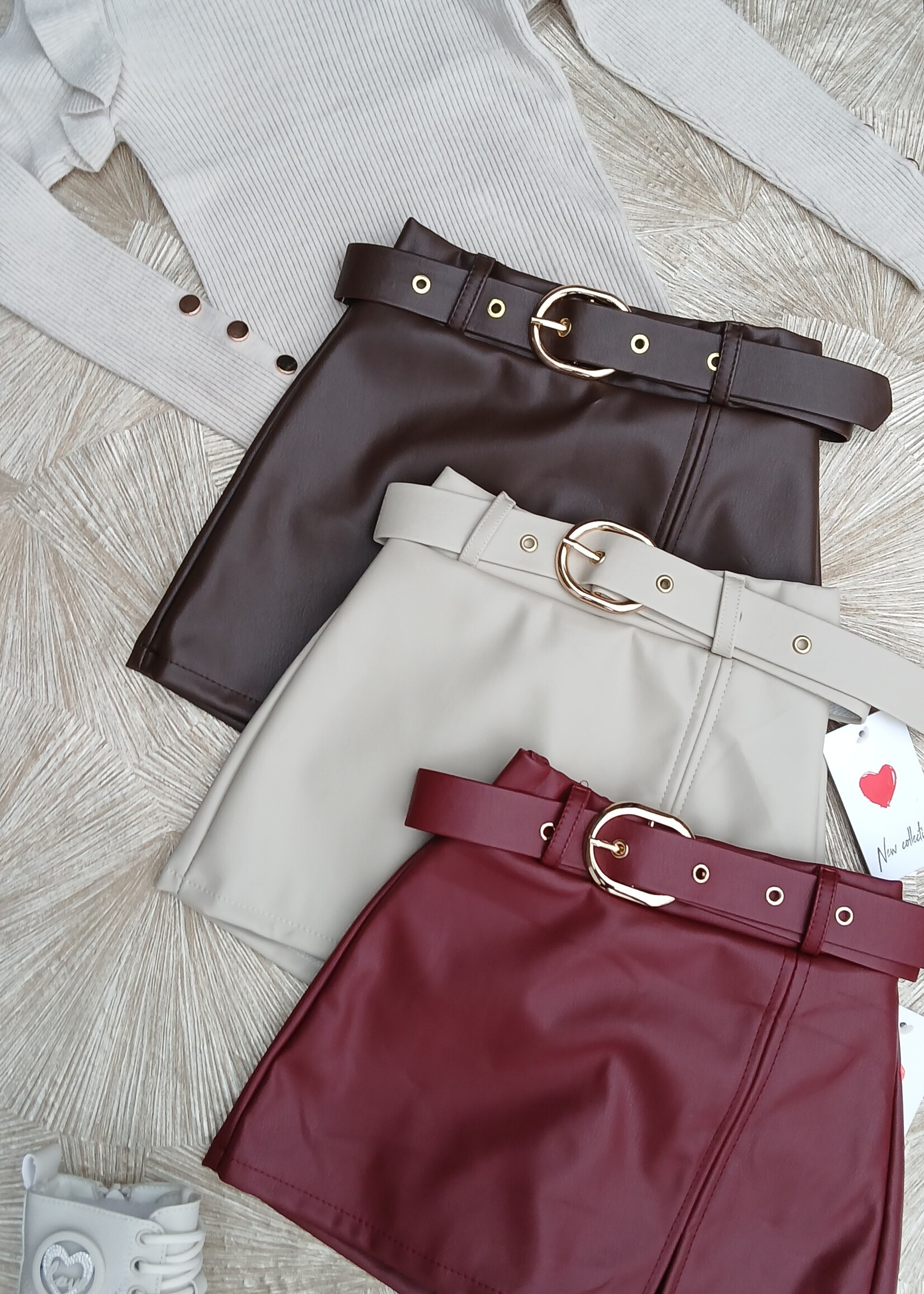 Lether Belt Skort Bordeaux