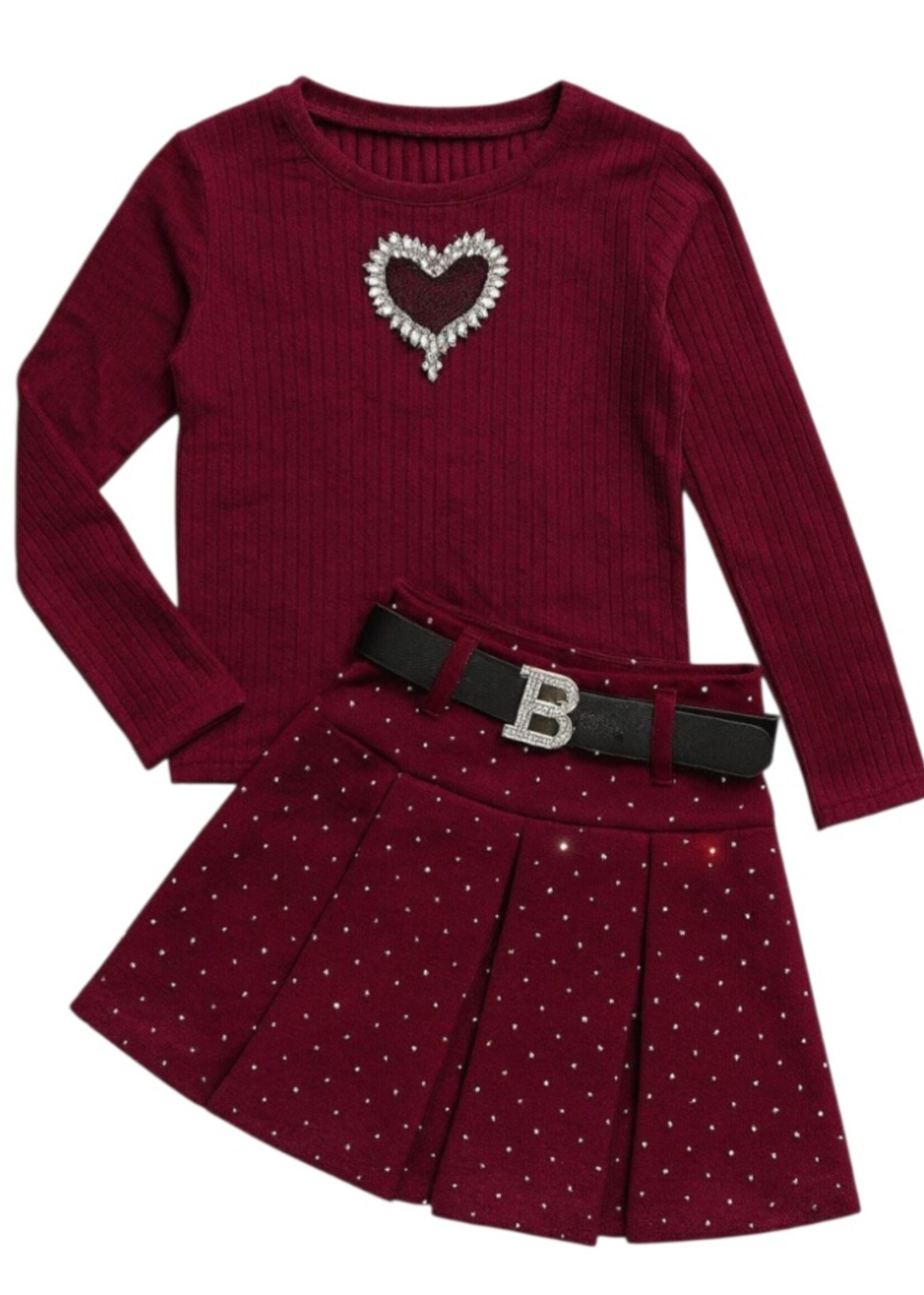 B- Style Hearts Set Bordeaux
