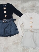 Leather Belt Skort Black