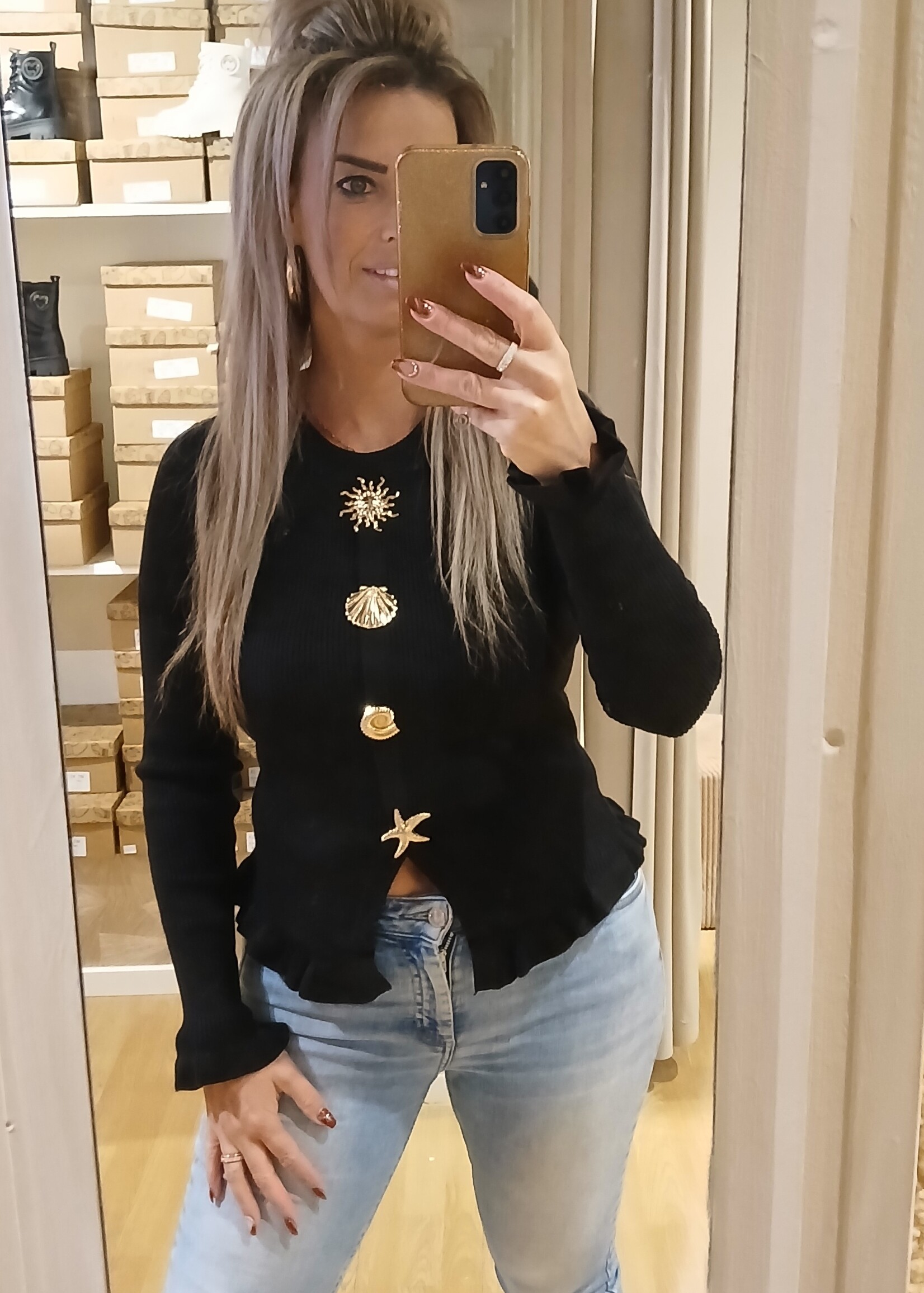 Dames Seashell Trui Black