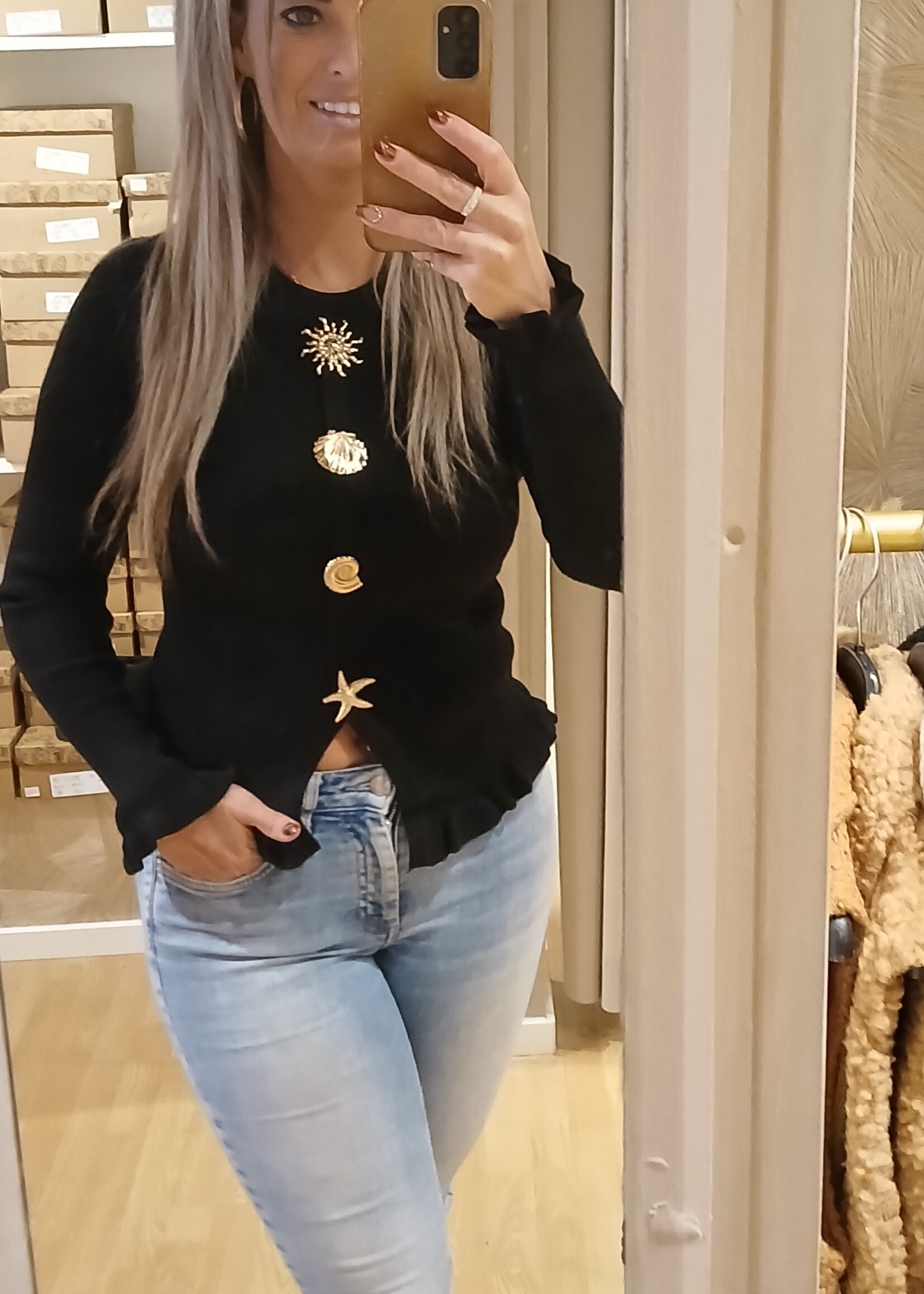 Dames Seashell Trui Black