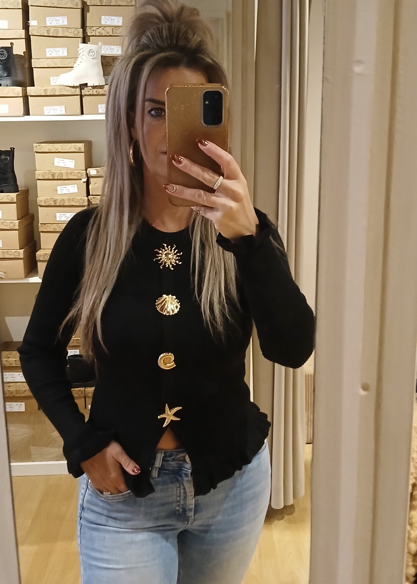 Dames Seashell Trui Black