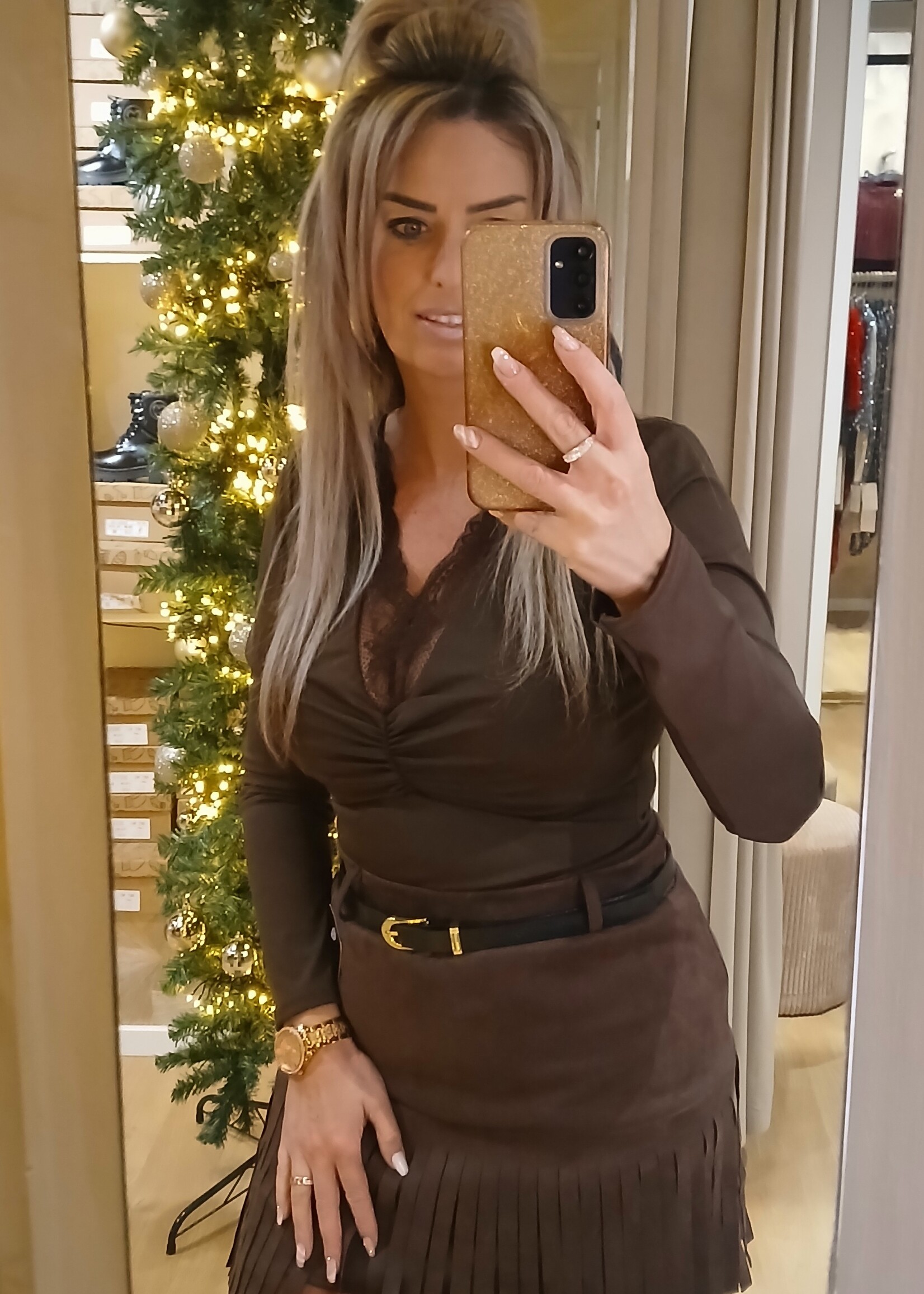 Dames Fringe Skort Choco