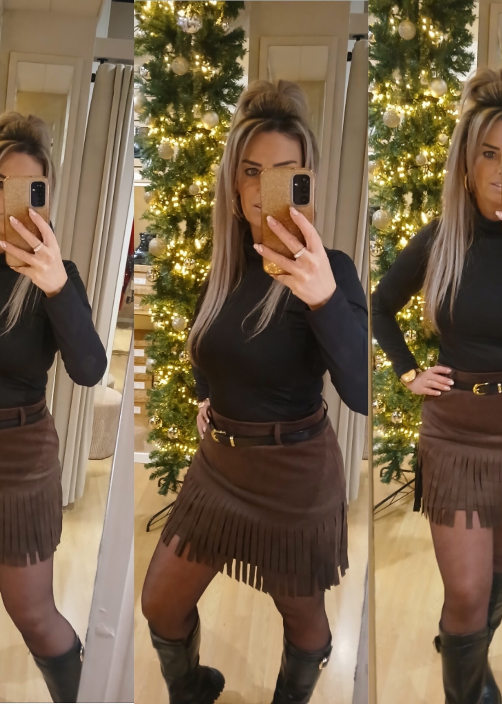 Dames Fringe Skort Choco