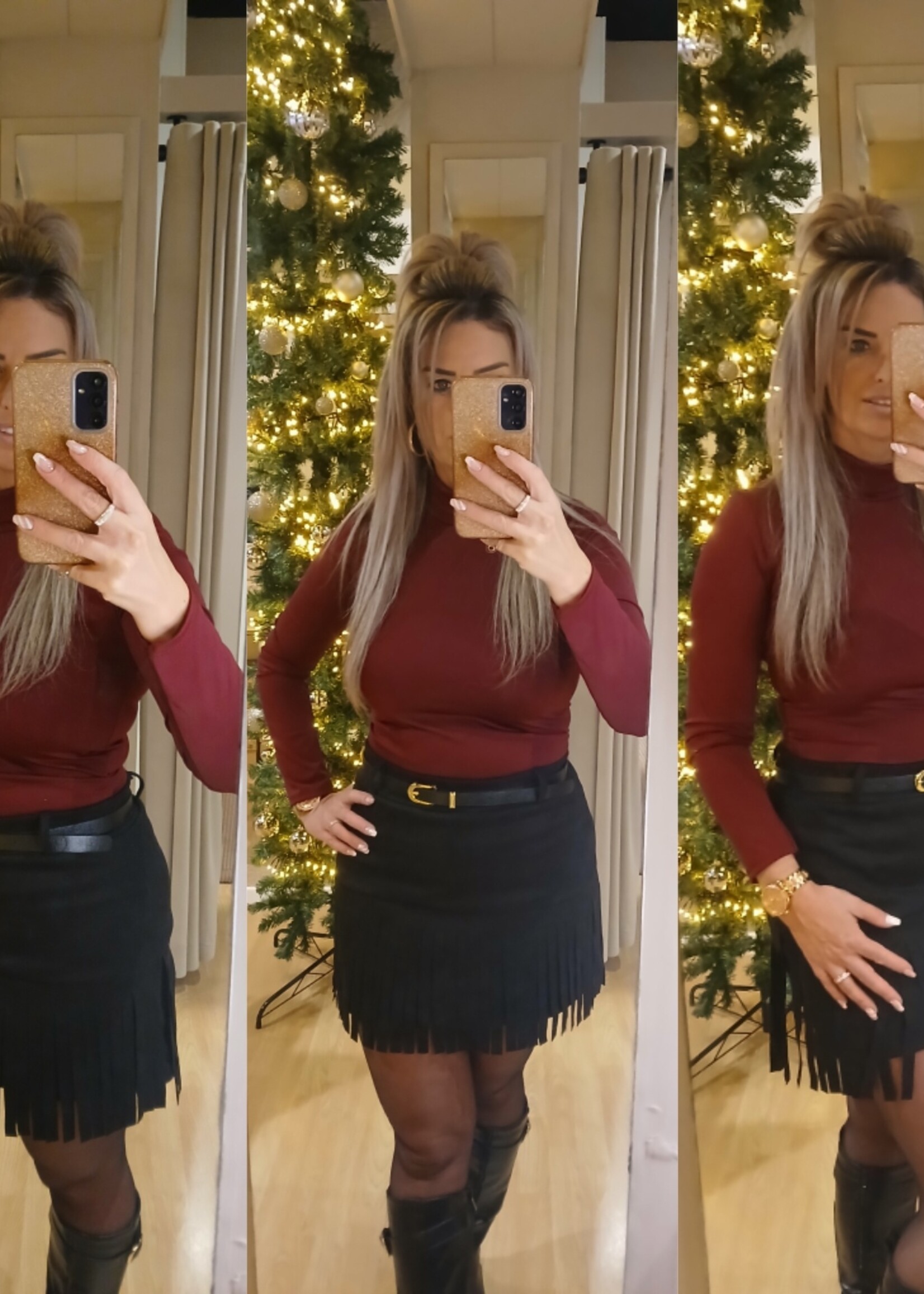 Dames Fringe Skort Black