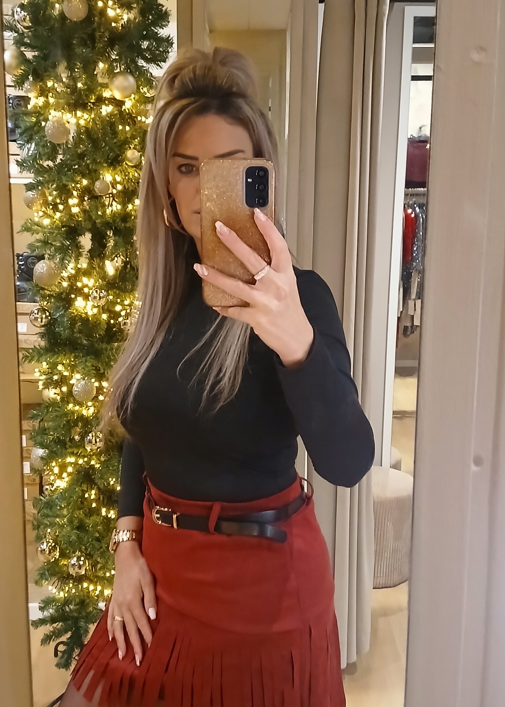 Dames Fringe Skort Bordeaux