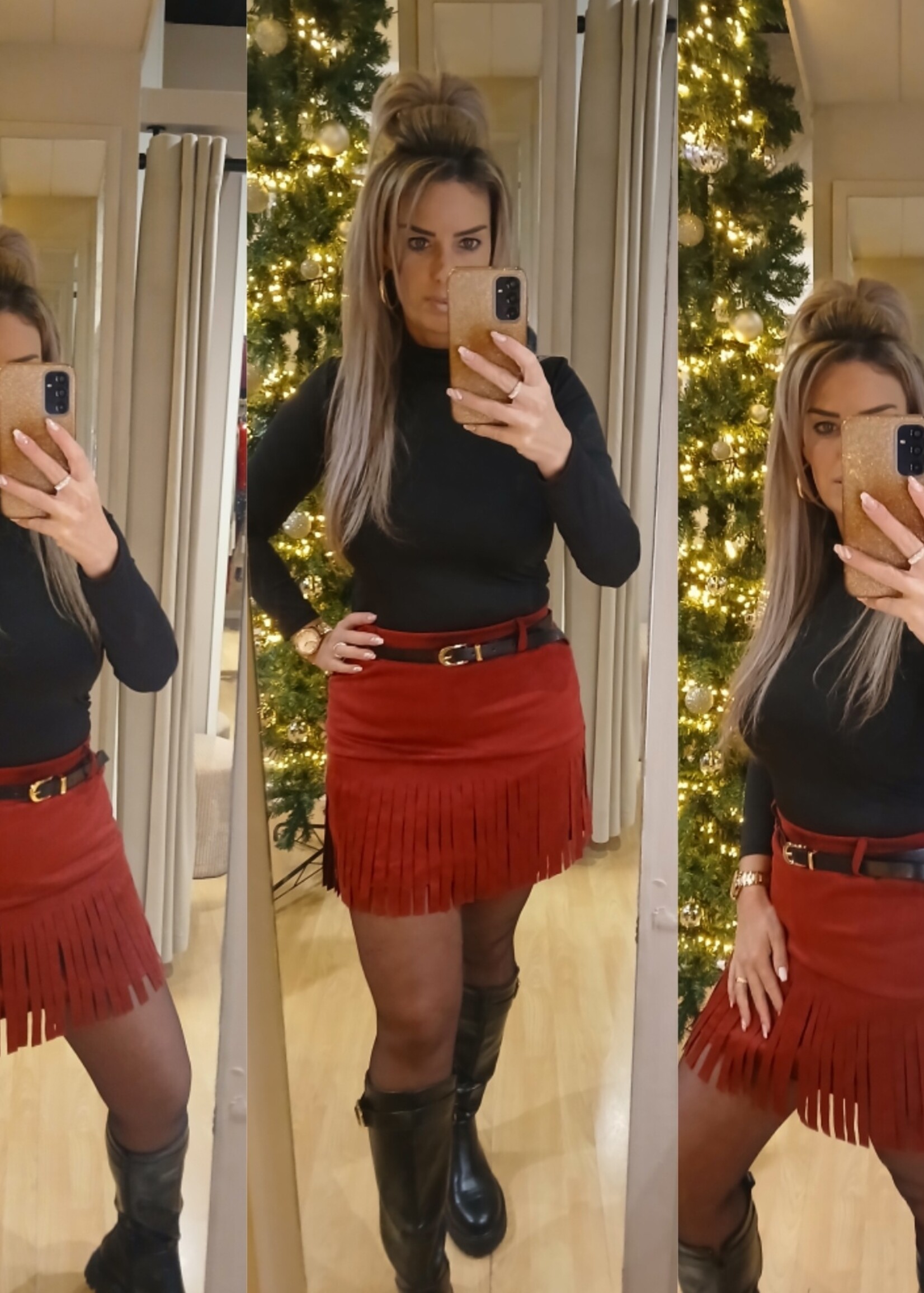 Dames Fringe Skort Bordeaux